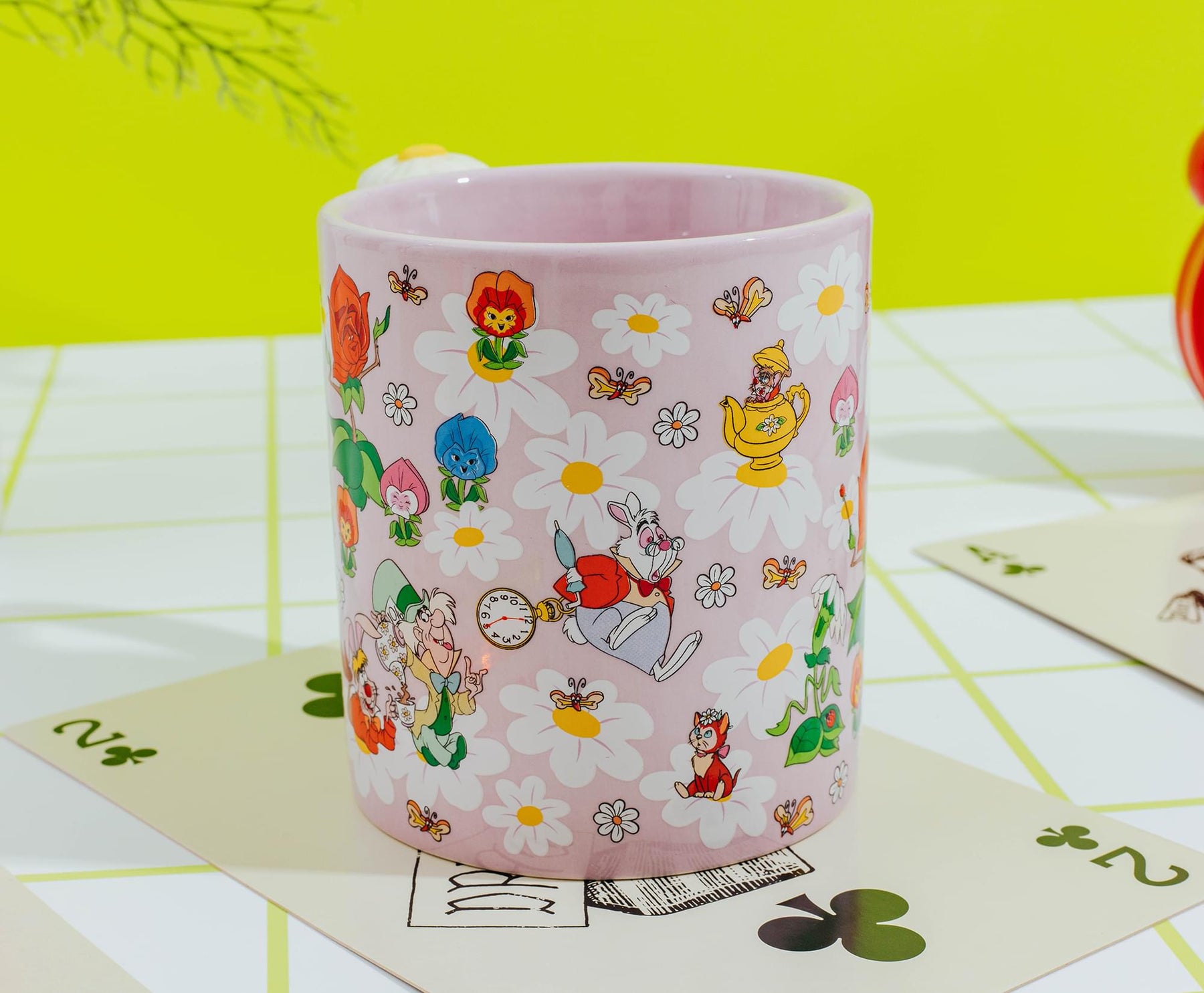 Disney Alice In Wonderland Flowers Ceramic Mug With Sculpted Handle | 22 Ounces
