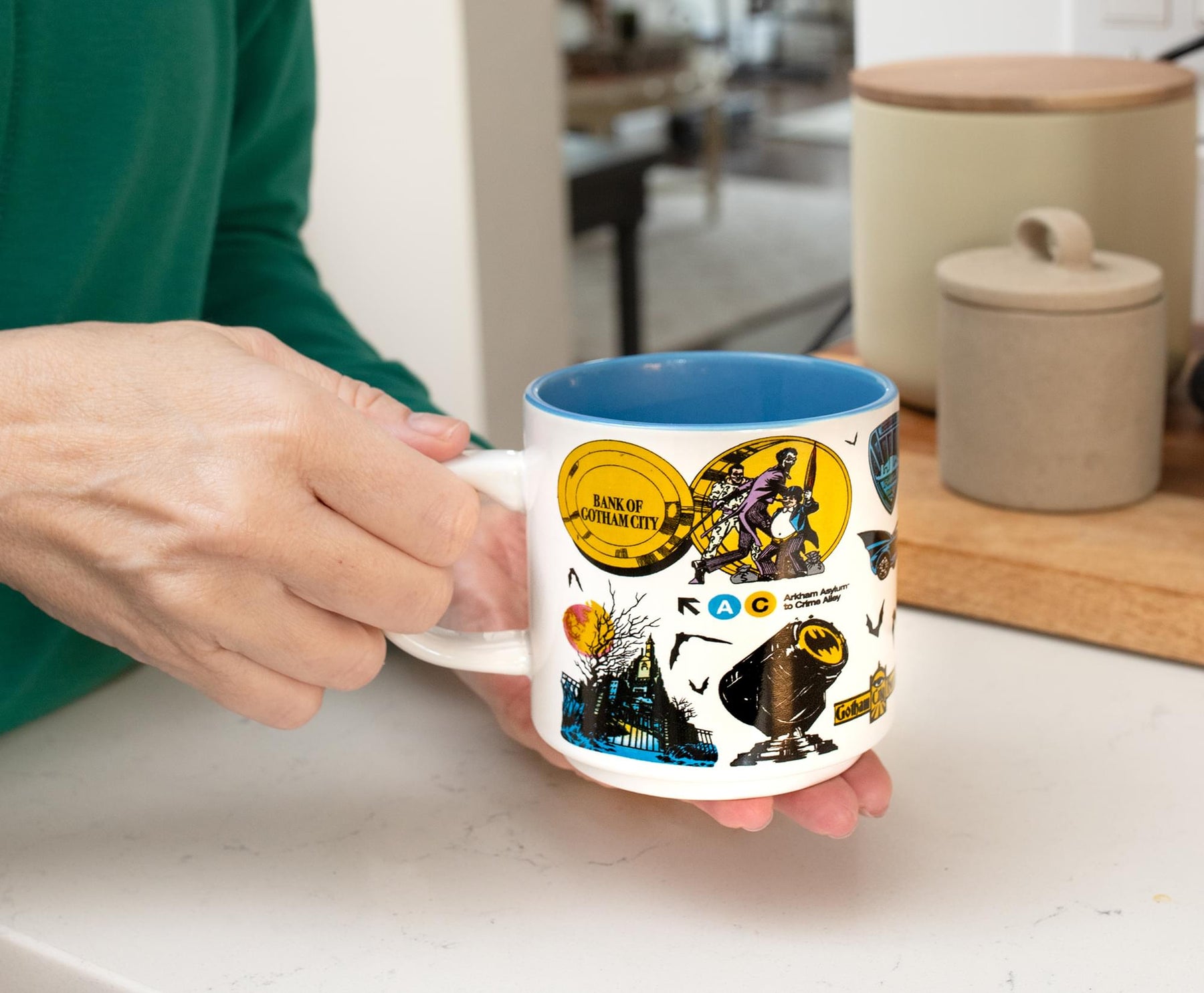 DC Comics Batman Allover Print Single Stackable Ceramic Mug | Holds 13 Ounces