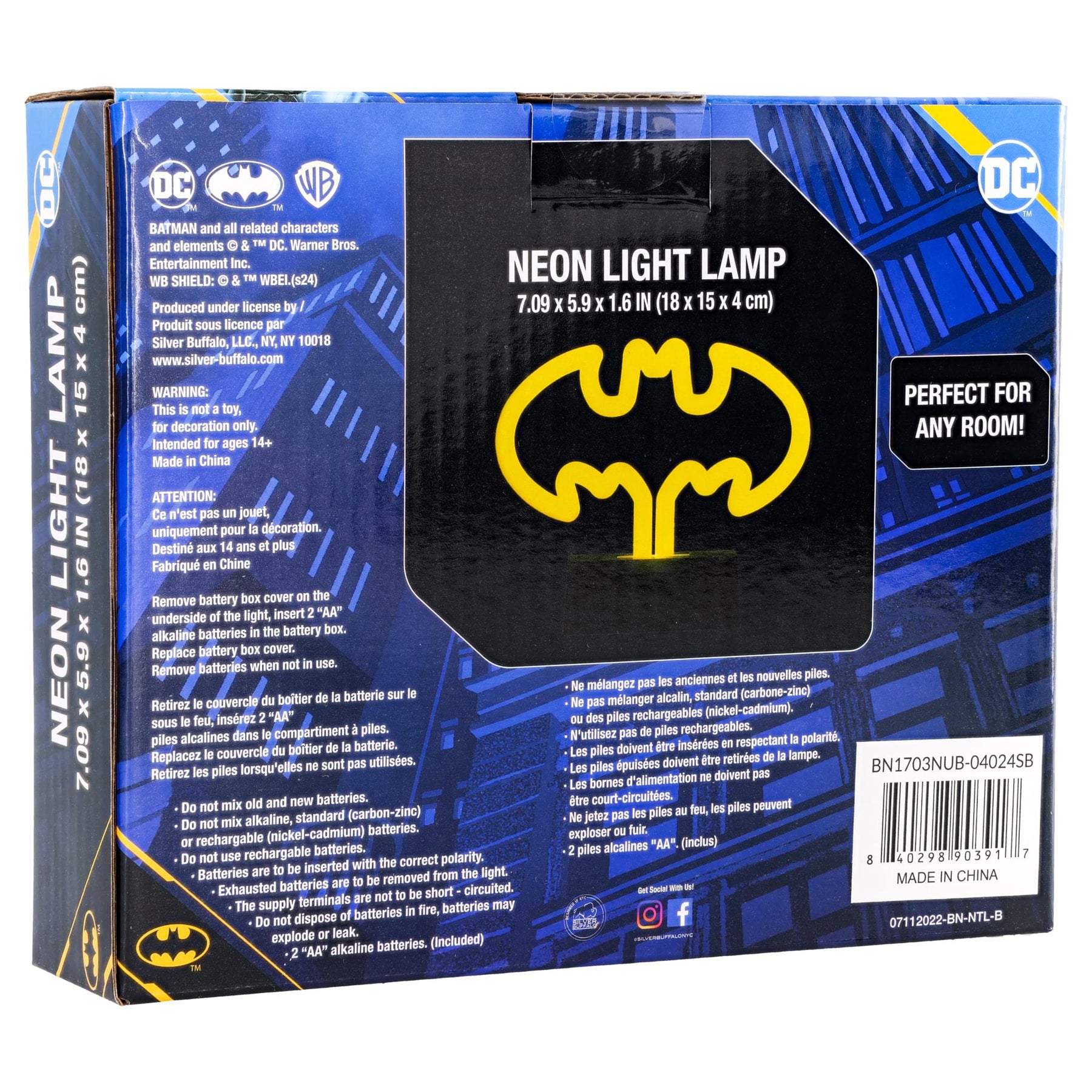 DC Comics Batman Logo Yellow LED Neon Mood Light | 7 x 6 Inches