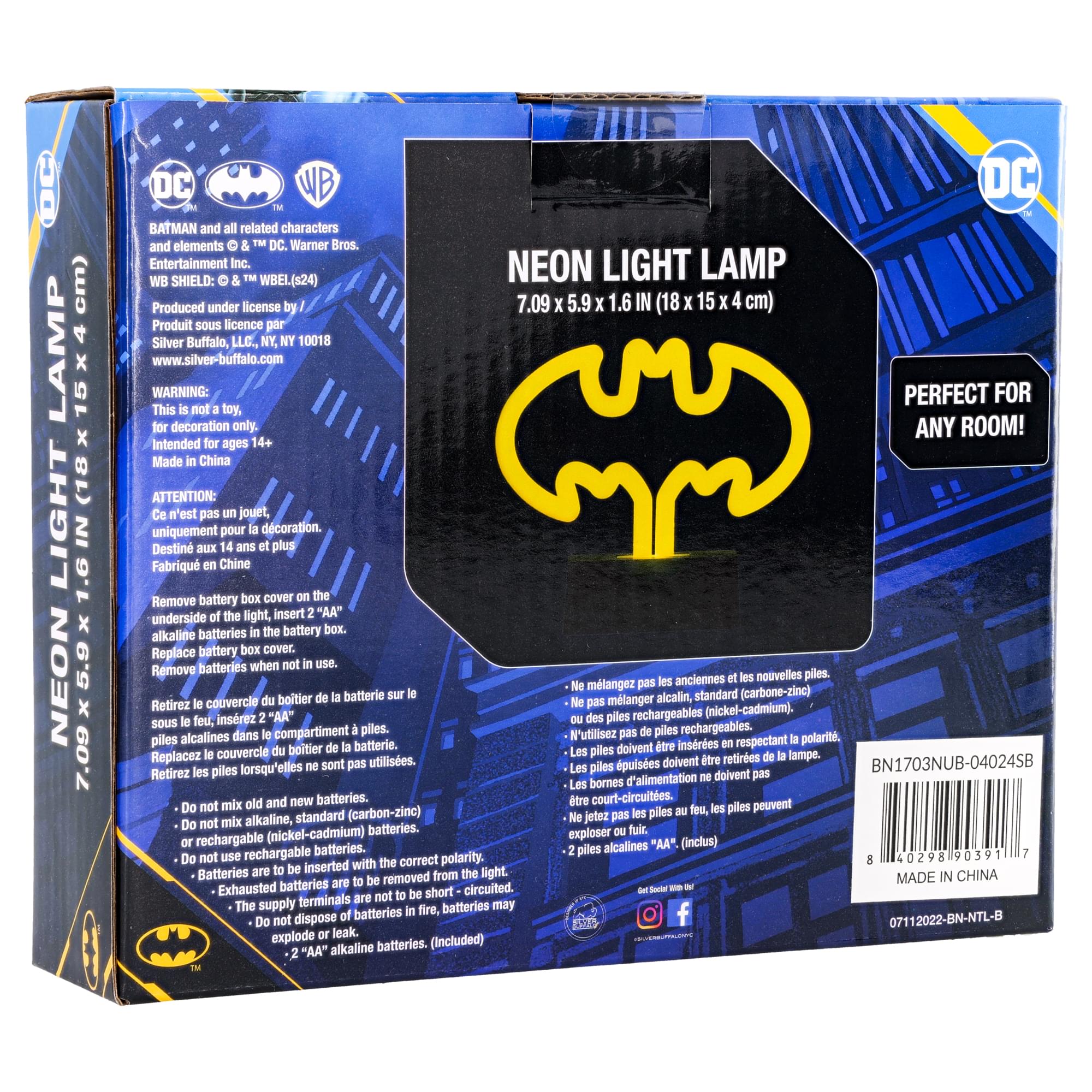 DC Comics Batman Logo Yellow LED Neon Mood Light | 7 x 6 Inches