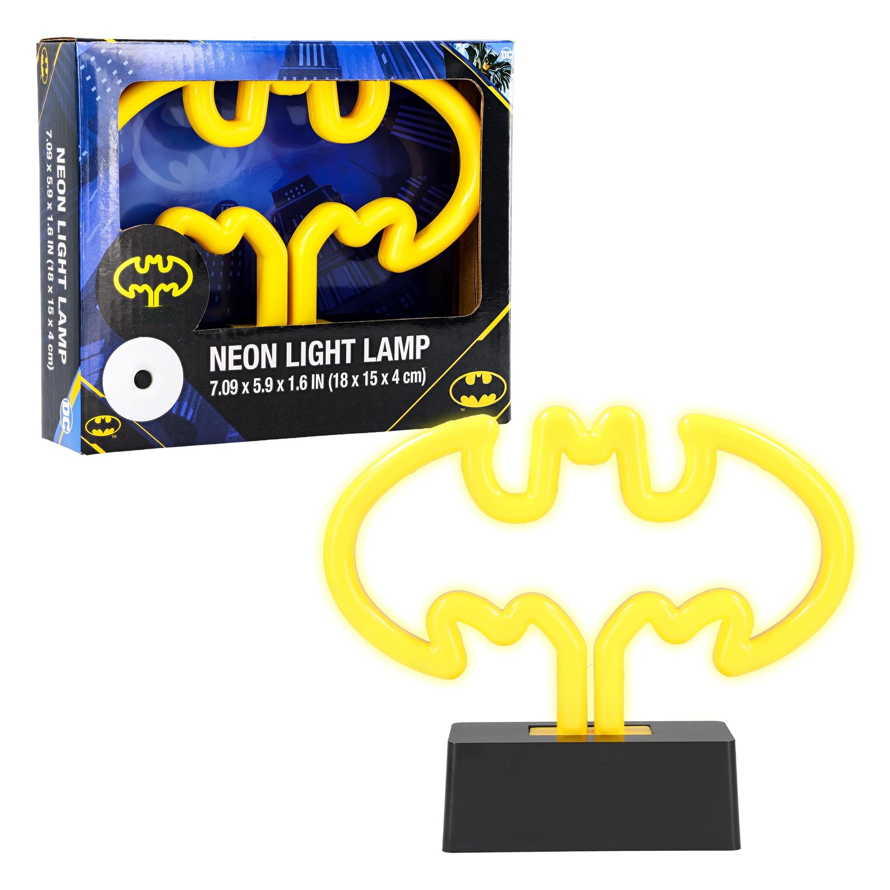 DC Comics Batman Logo Yellow LED Neon Mood Light | 7 x 6 Inches