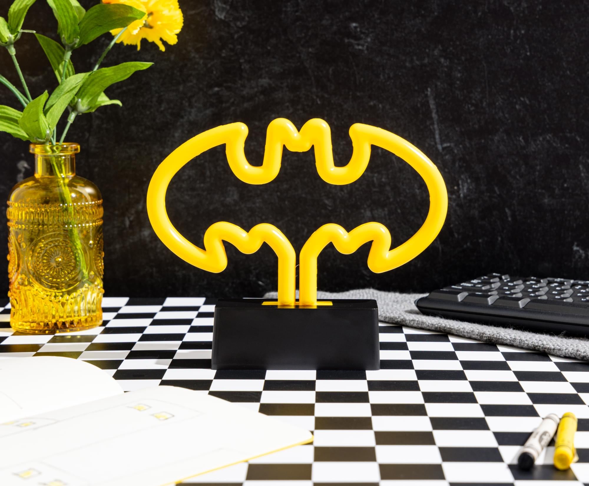 DC Comics Batman Logo Yellow LED Neon Mood Light | 7 x 6 Inches