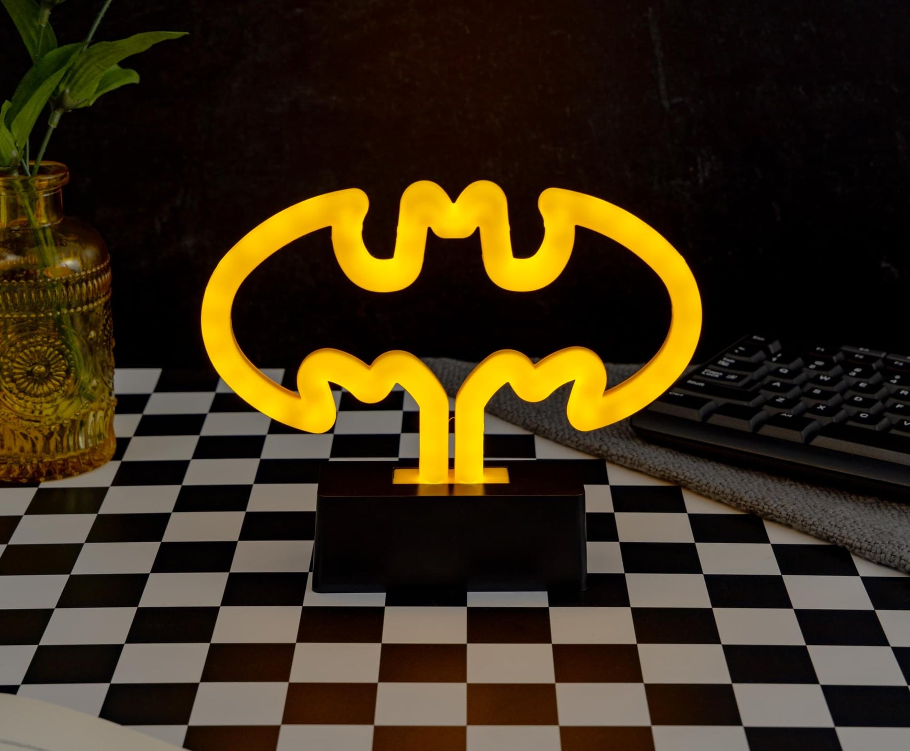 DC Comics Batman Logo Yellow LED Neon Mood Light | 7 x 6 Inches