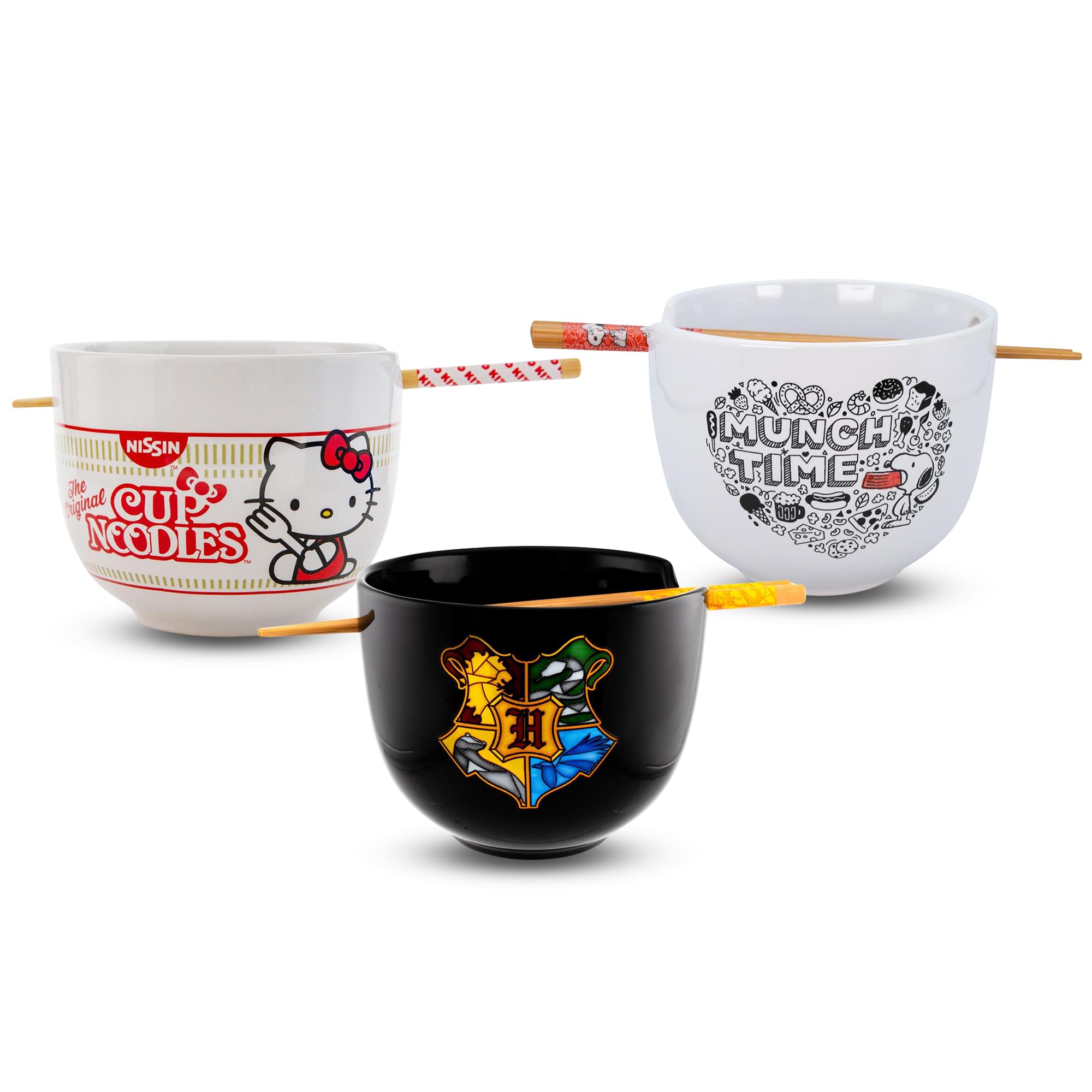 Back To School 20oz Ceramic Ramen Bowl and Chopsticks Set of 3