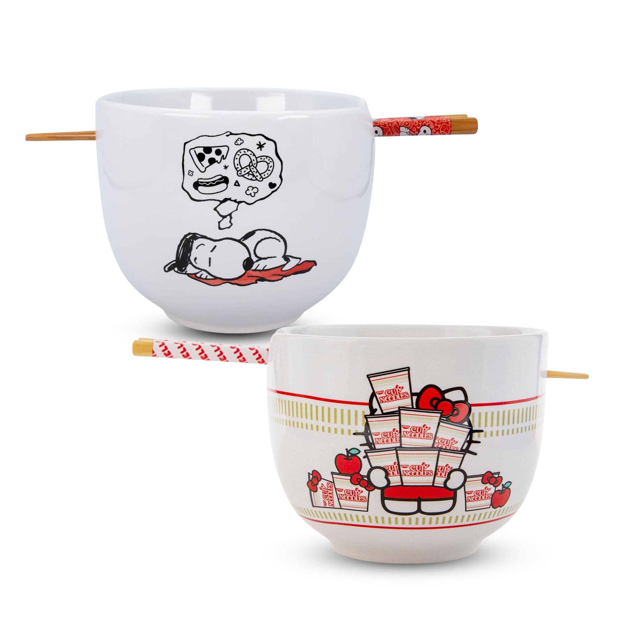 Back To School 20oz Ceramic Ramen Bowl and Chopsticks Set of 3