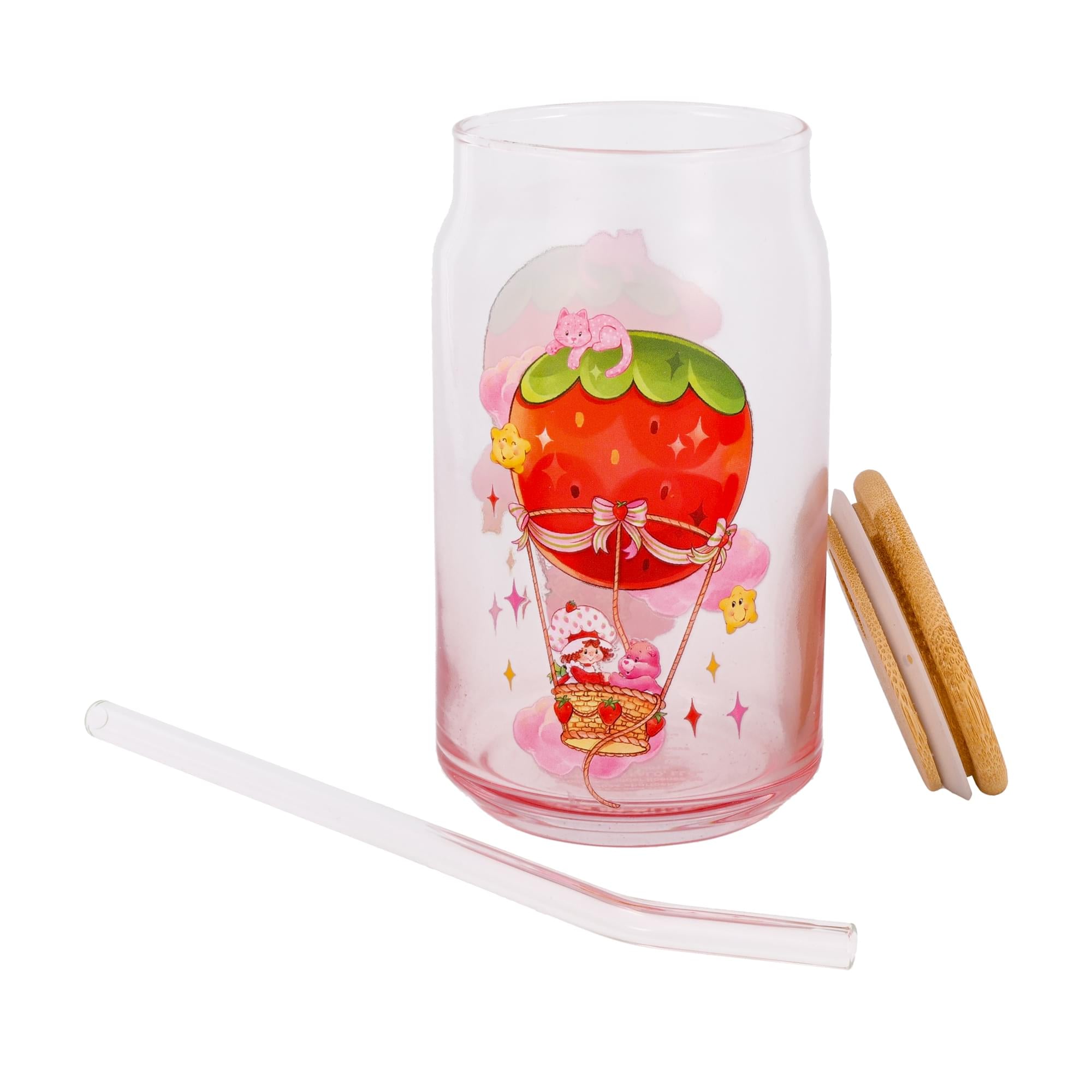 Care Bears x Strawberry Shortcake 16-Ounce Glass Tumbler With Lid and Straw