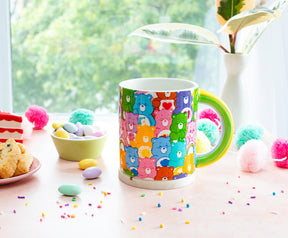 Care Bears Allover Print Ceramic Mug With Rainbow Handle | Holds 20 Ounces