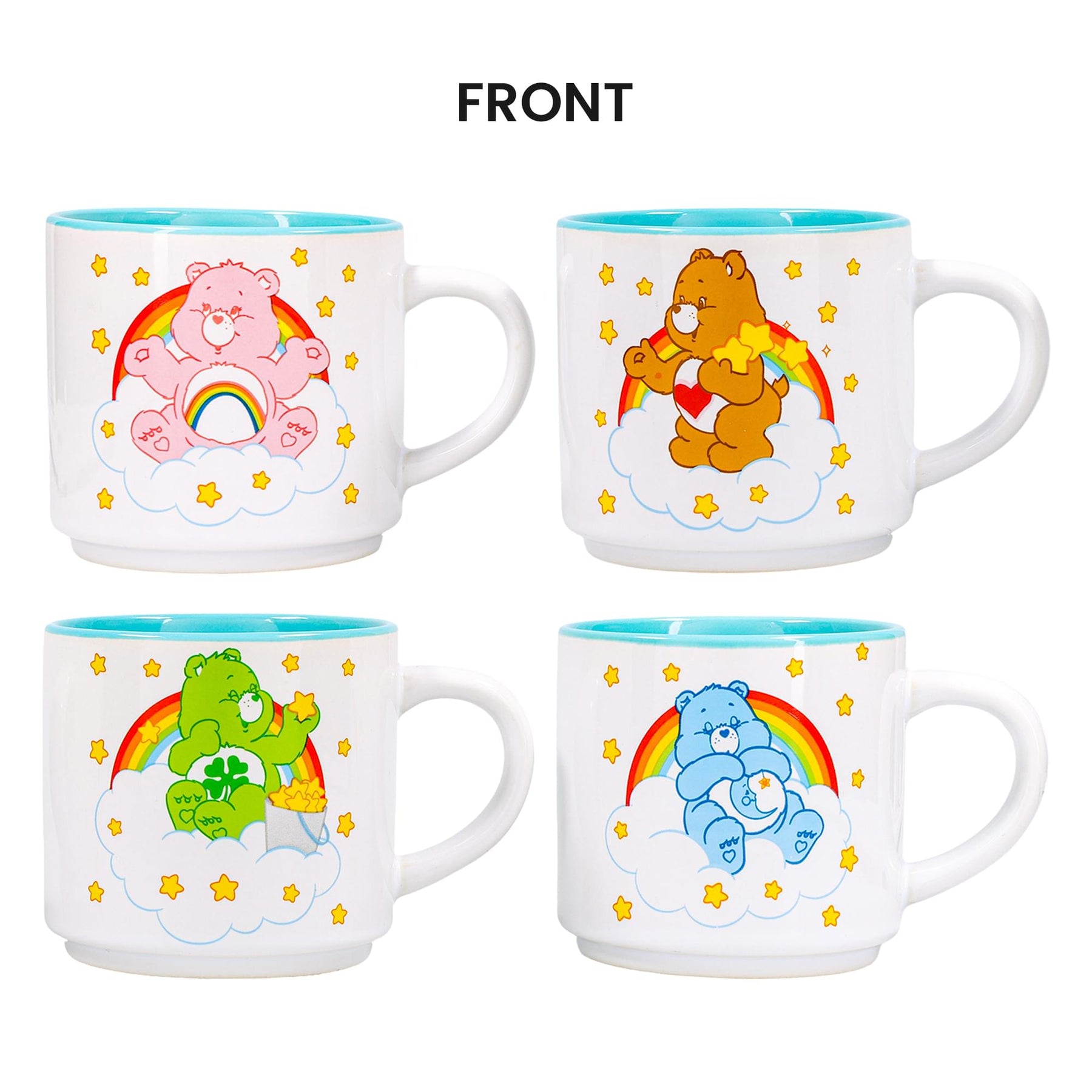 Care Bears 4-Piece Stacking Mug Set With Wire Rack | Each Holds 10 Ounces