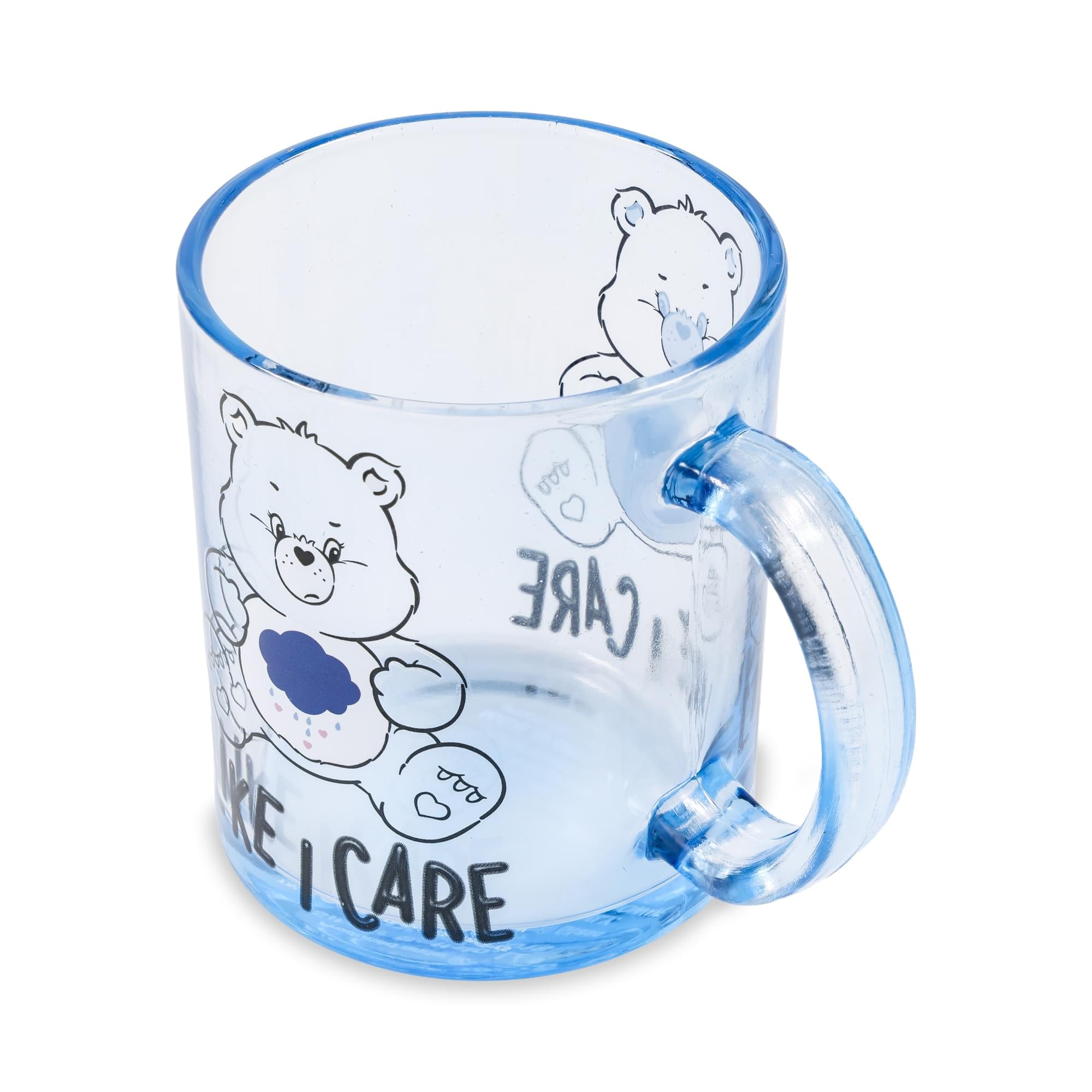 Care Bears Grumpy Bear "Like I Care" Glass Coffee Mug | Holds 18 Ounces