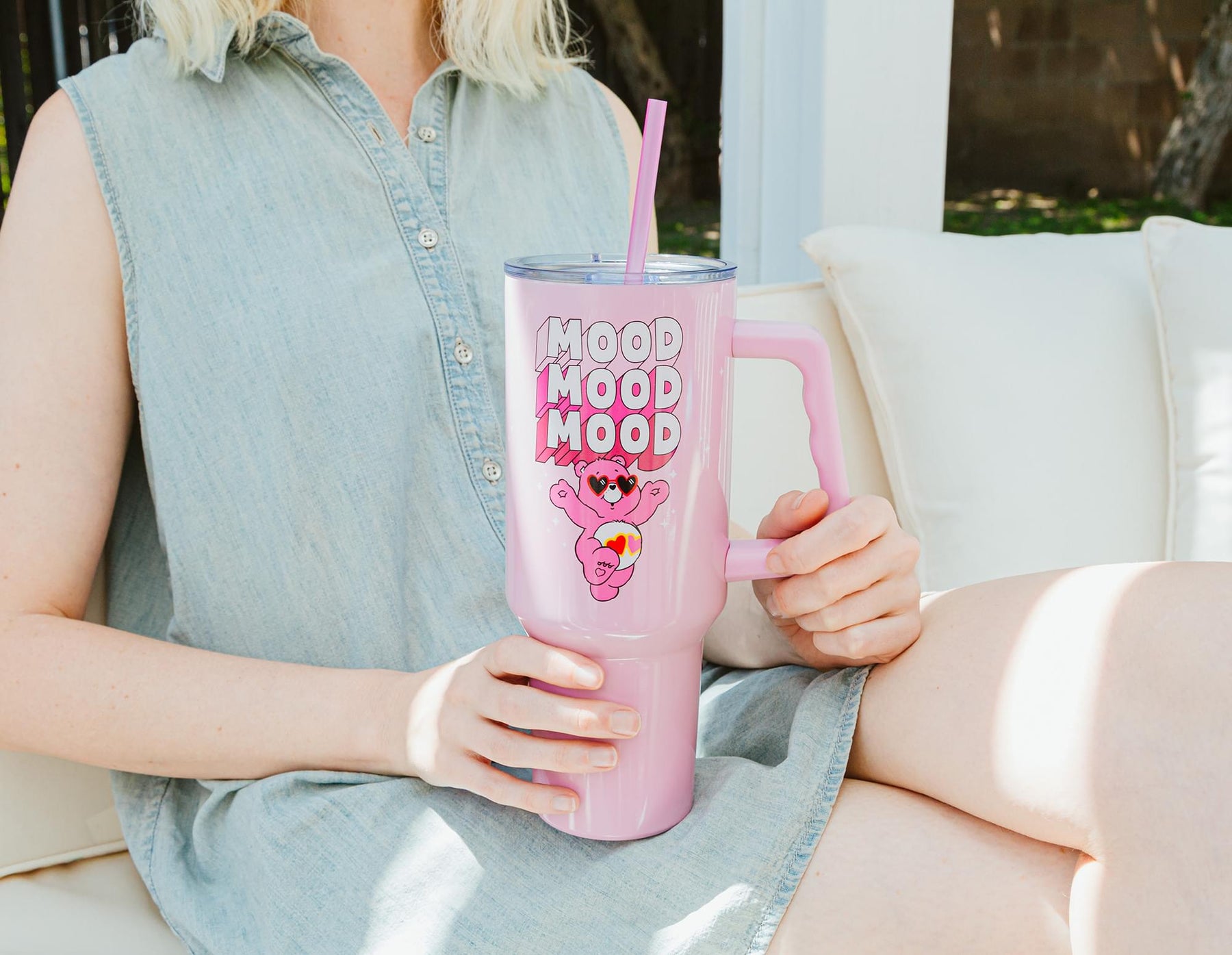 Care Bears Love-A-Lot Bear Stainless Steel Tumbler With Handle | Holds 40 Ounces