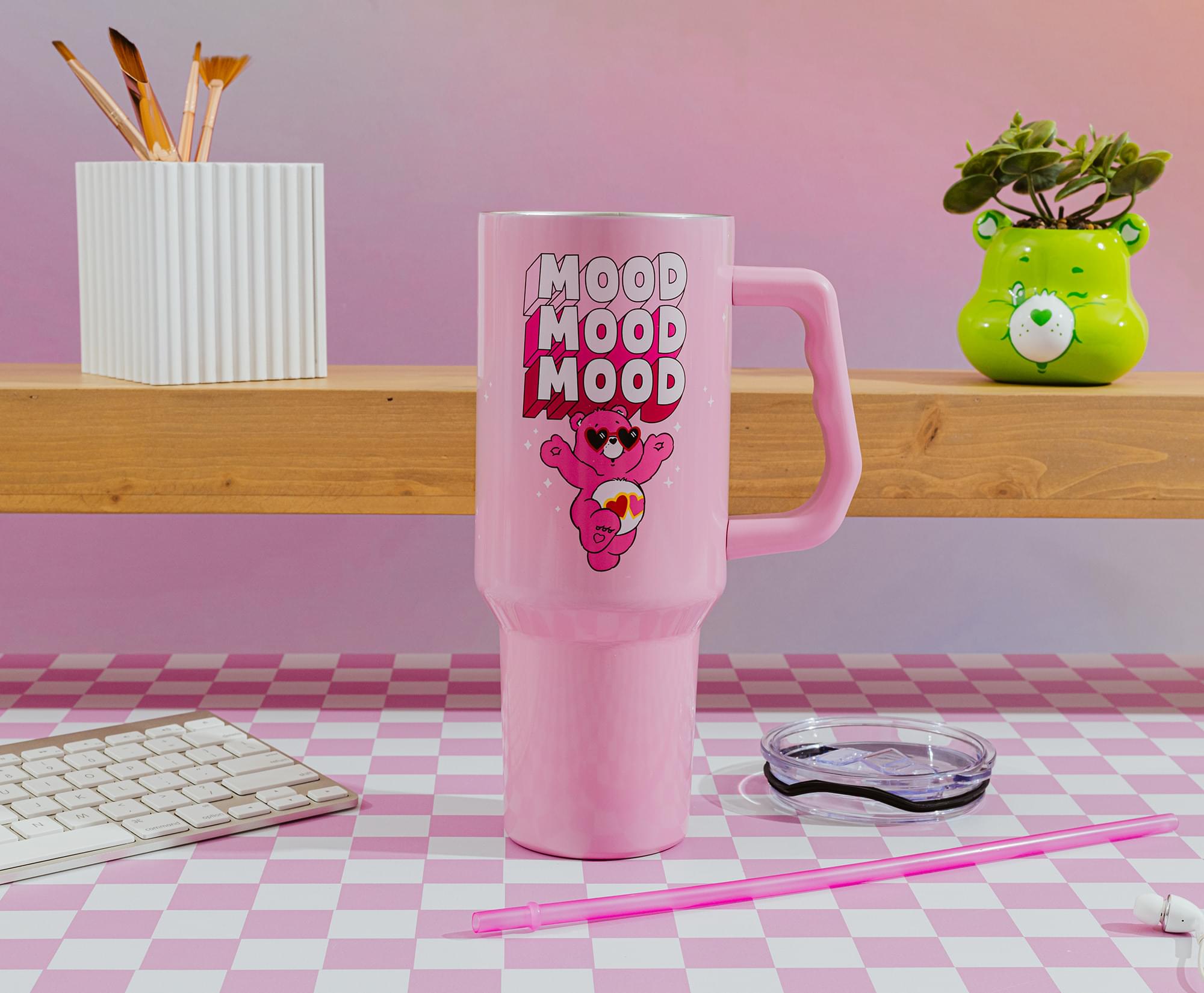 Care Bears Love-A-Lot Bear Stainless Steel Tumbler With Handle | Holds 40 Ounces