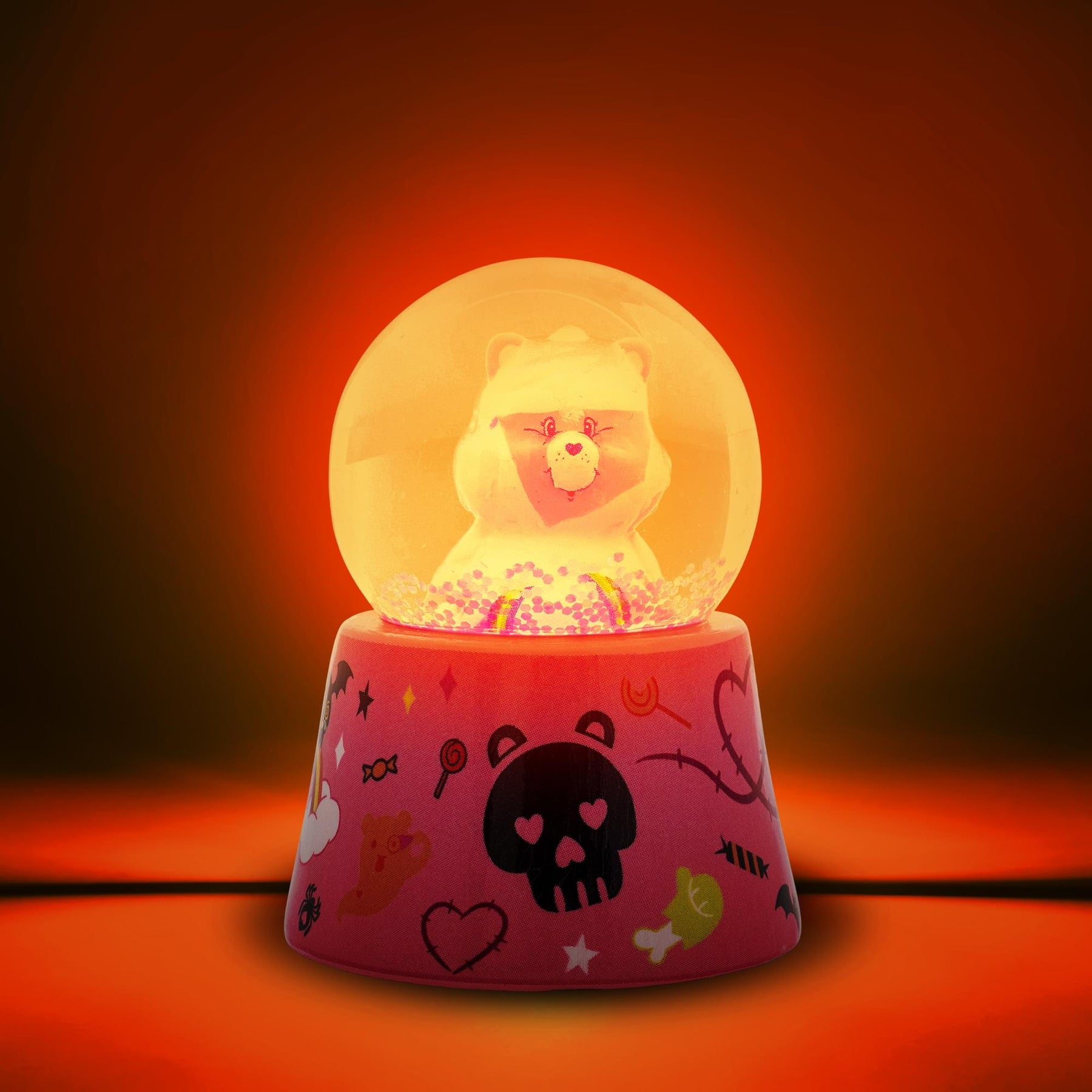 Care Bears Cheer Bear Mummy 3-Inch Mini Light-Up Snow Globe