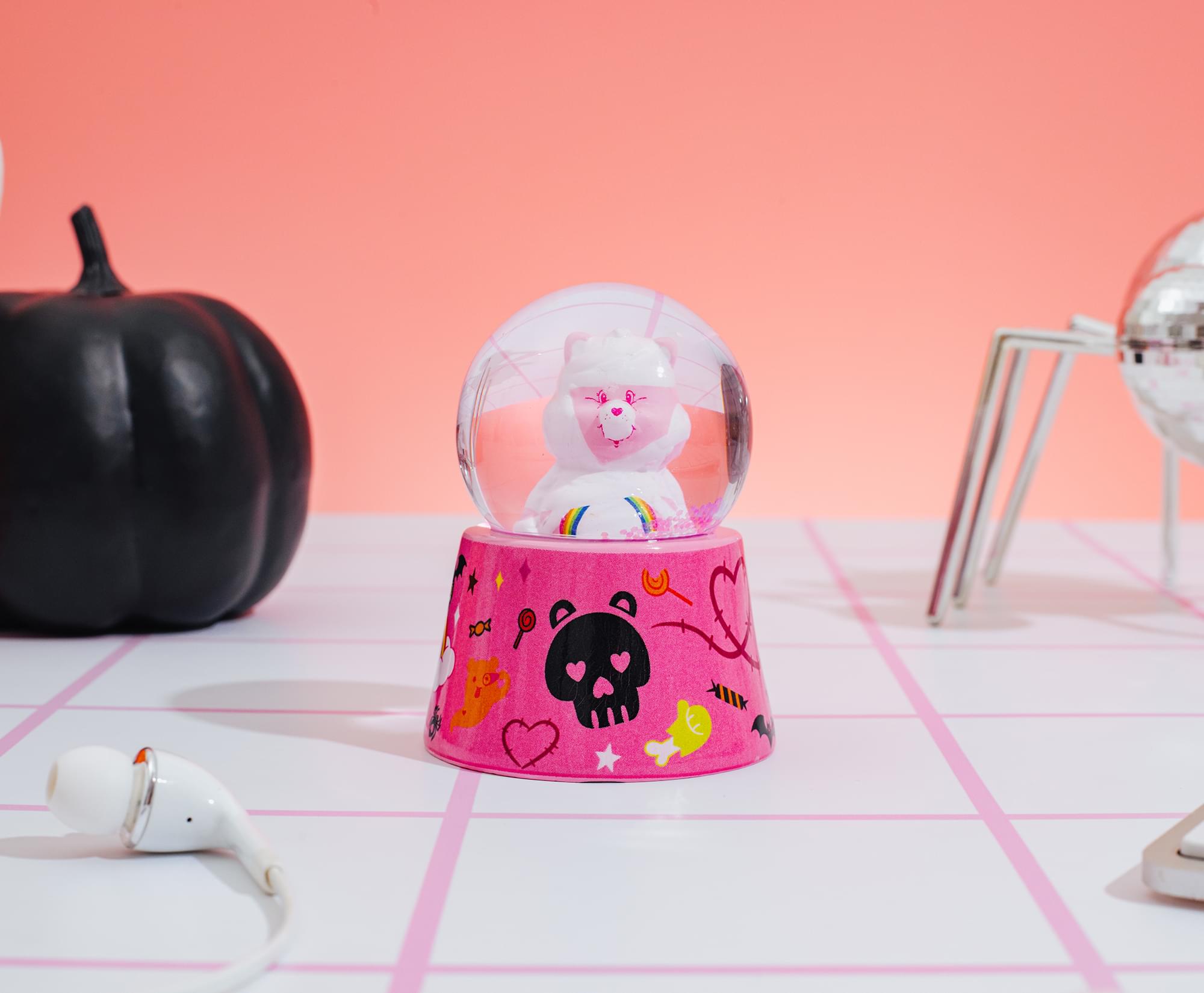 Care Bears Cheer Bear Mummy 3-Inch Mini Light-Up Snow Globe