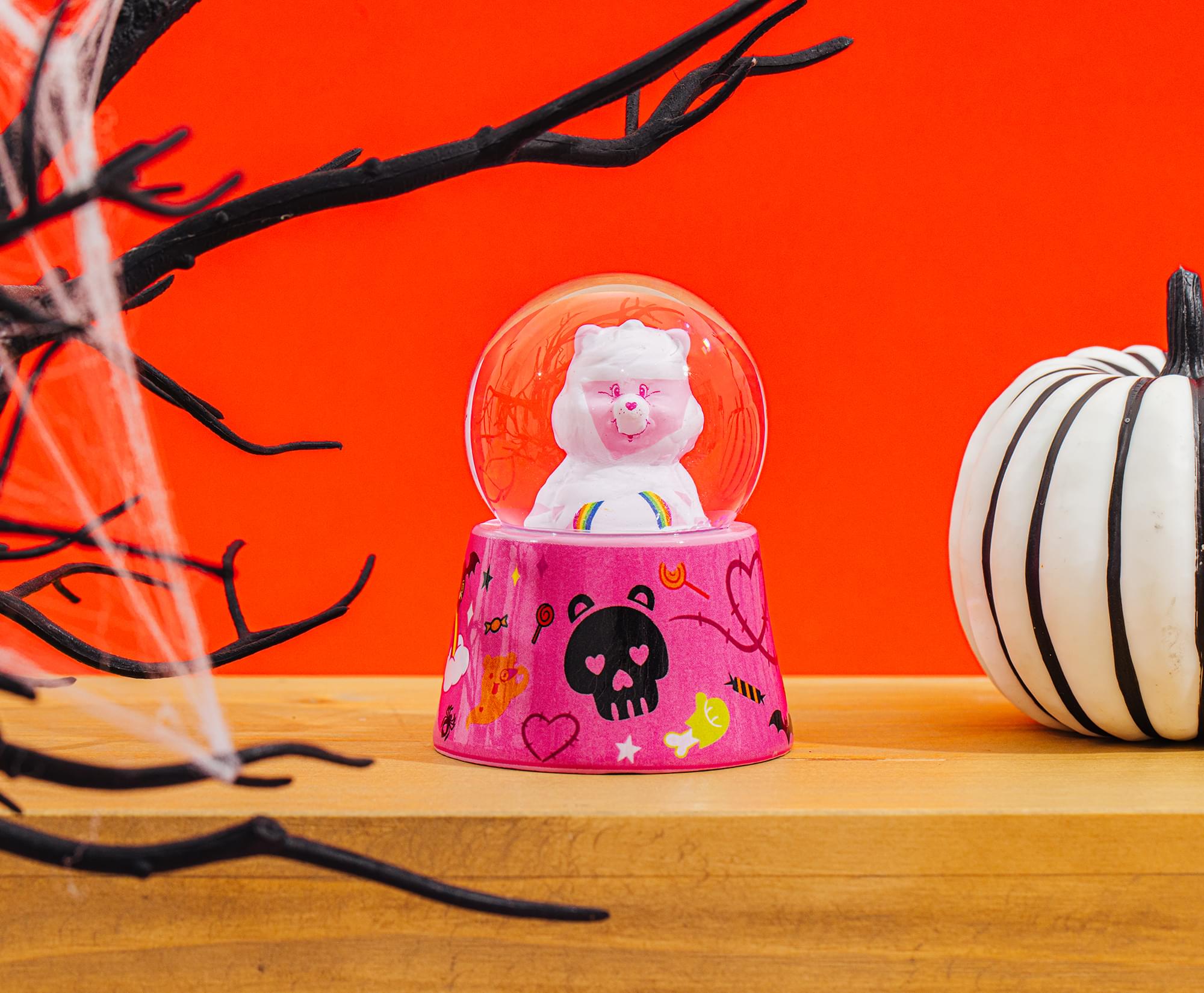 Care Bears Cheer Bear Mummy 3-Inch Mini Light-Up Snow Globe