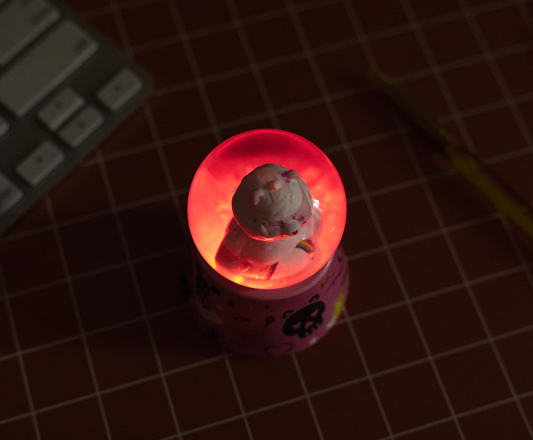 Care Bears Cheer Bear Mummy 3-Inch Mini Light-Up Snow Globe