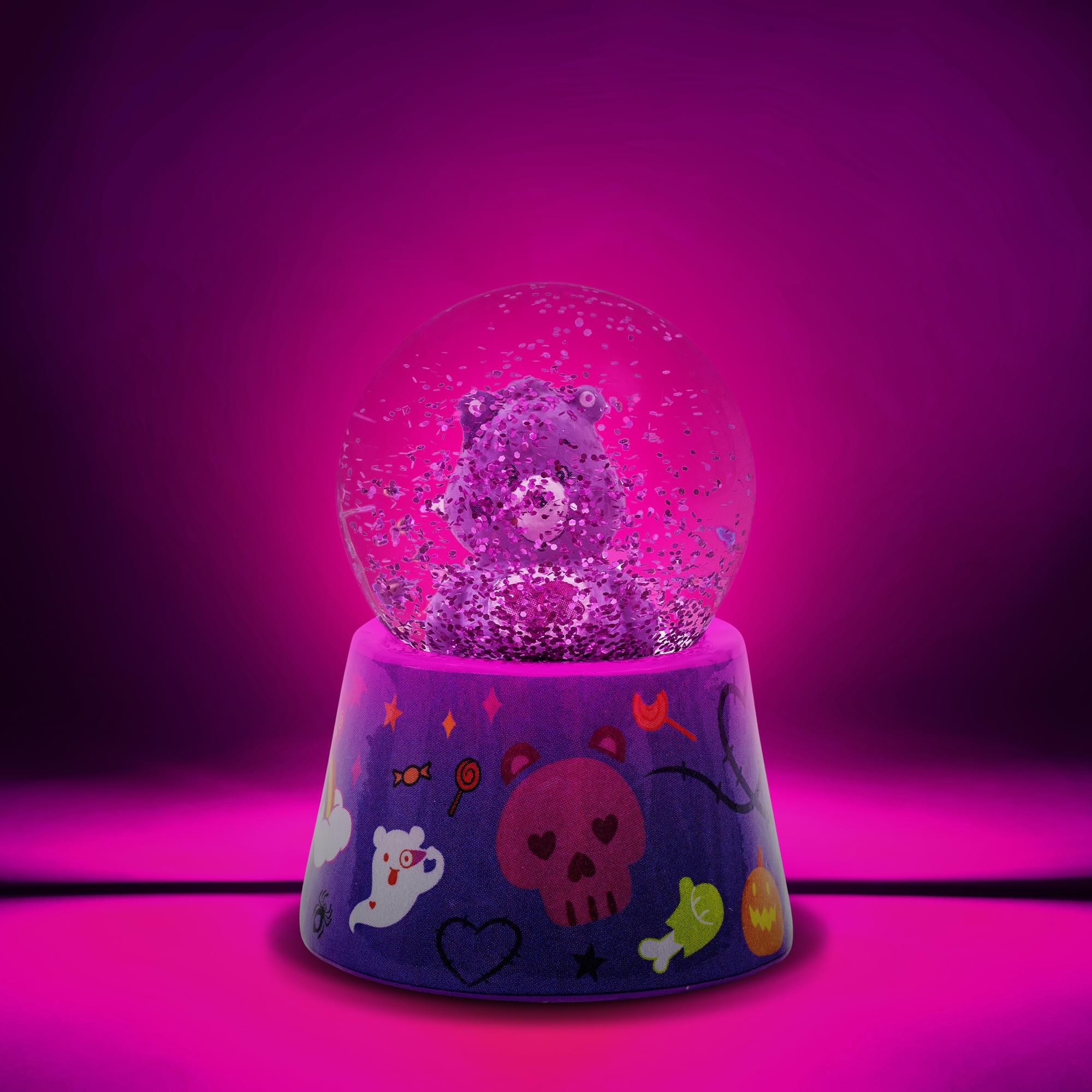 Care Bears Harmony Bear Frankenstein 3-Inch Mini Light-Up Snow Globe