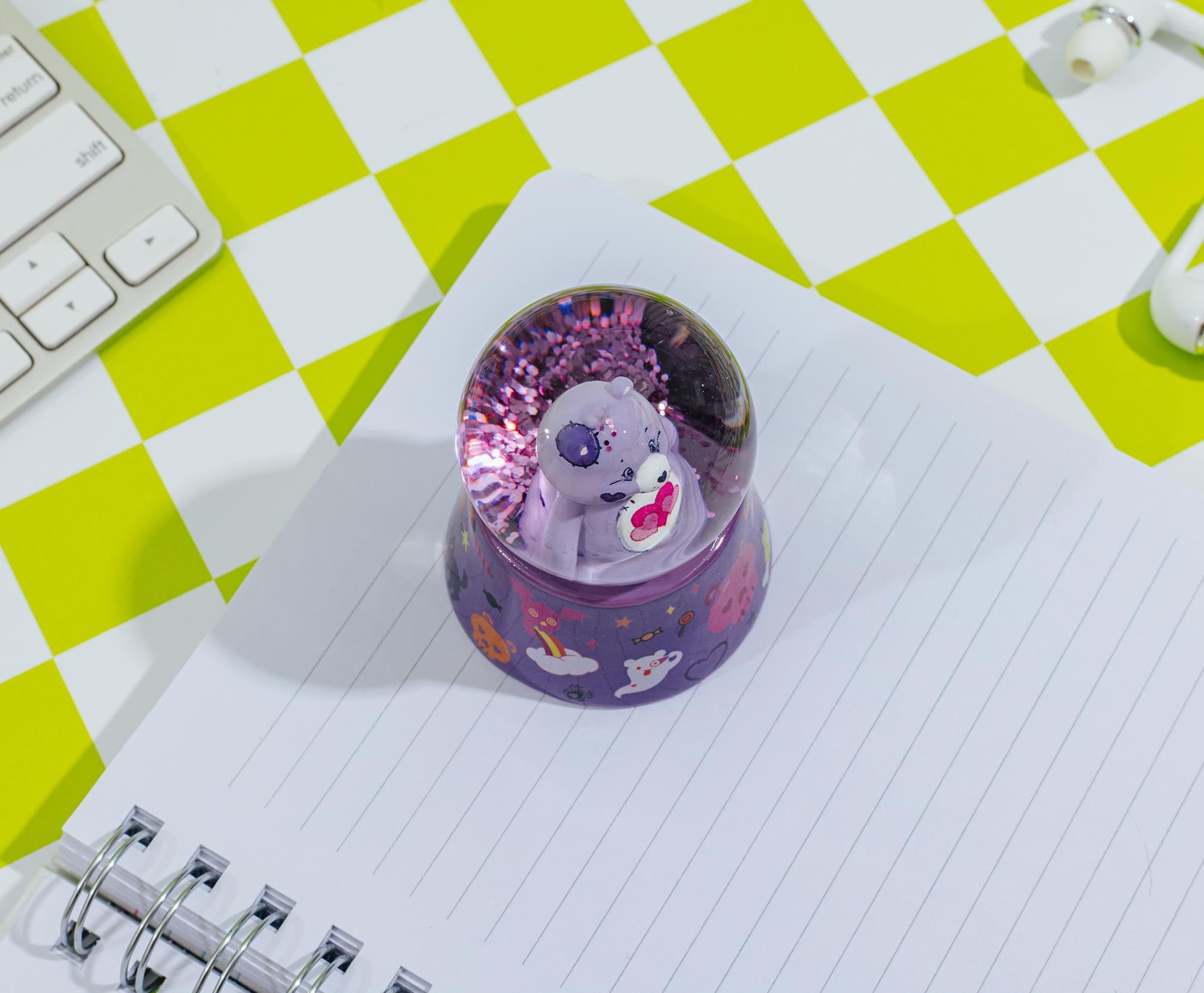 Care Bears Harmony Bear Frankenstein 3-Inch Mini Light-Up Snow Globe