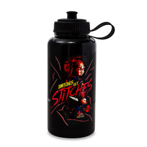Child's Play 2 Chucky "Snitches Get Stitches" 34-Ounce Sports Water Bottle