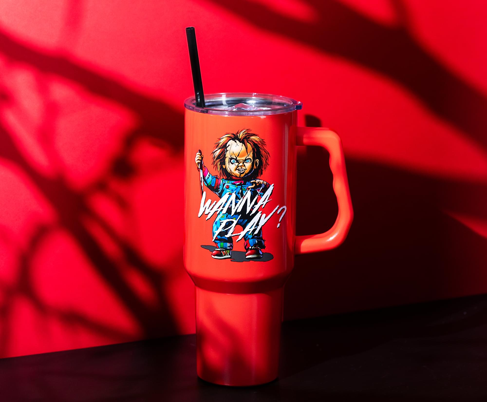Child's Play Chucky "Wanna Play?" Red Stainless Steel Tumbler | Holds 40 Ounces