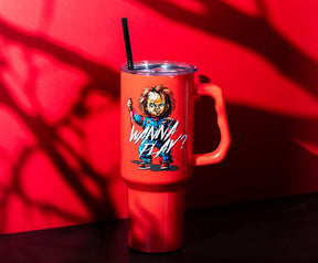 Child's Play Chucky "Wanna Play?" Red Stainless Steel Tumbler | Holds 40 Ounces