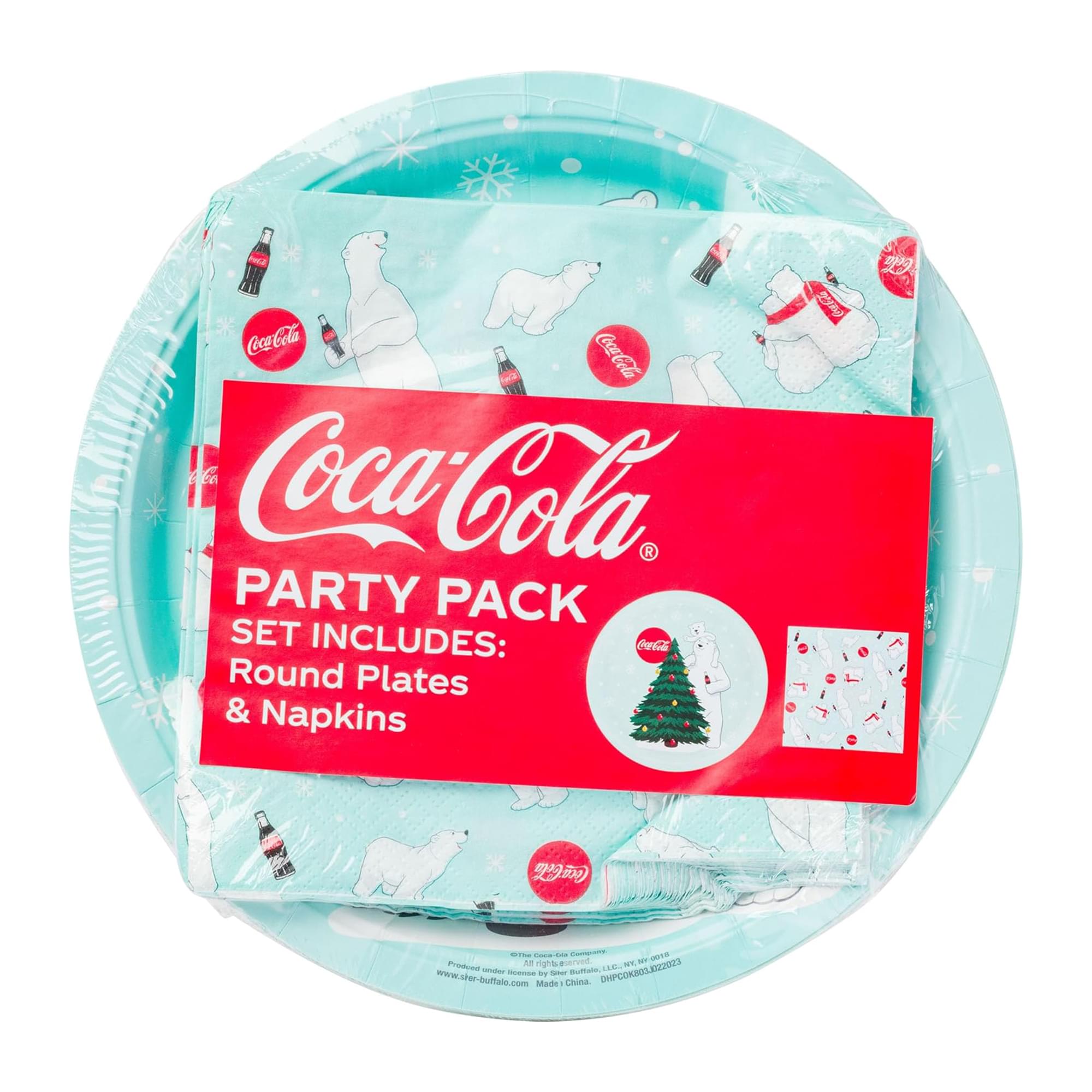 Coca Cola Polar Bear 32-Piece Paper Napkin And Plate Party Pack