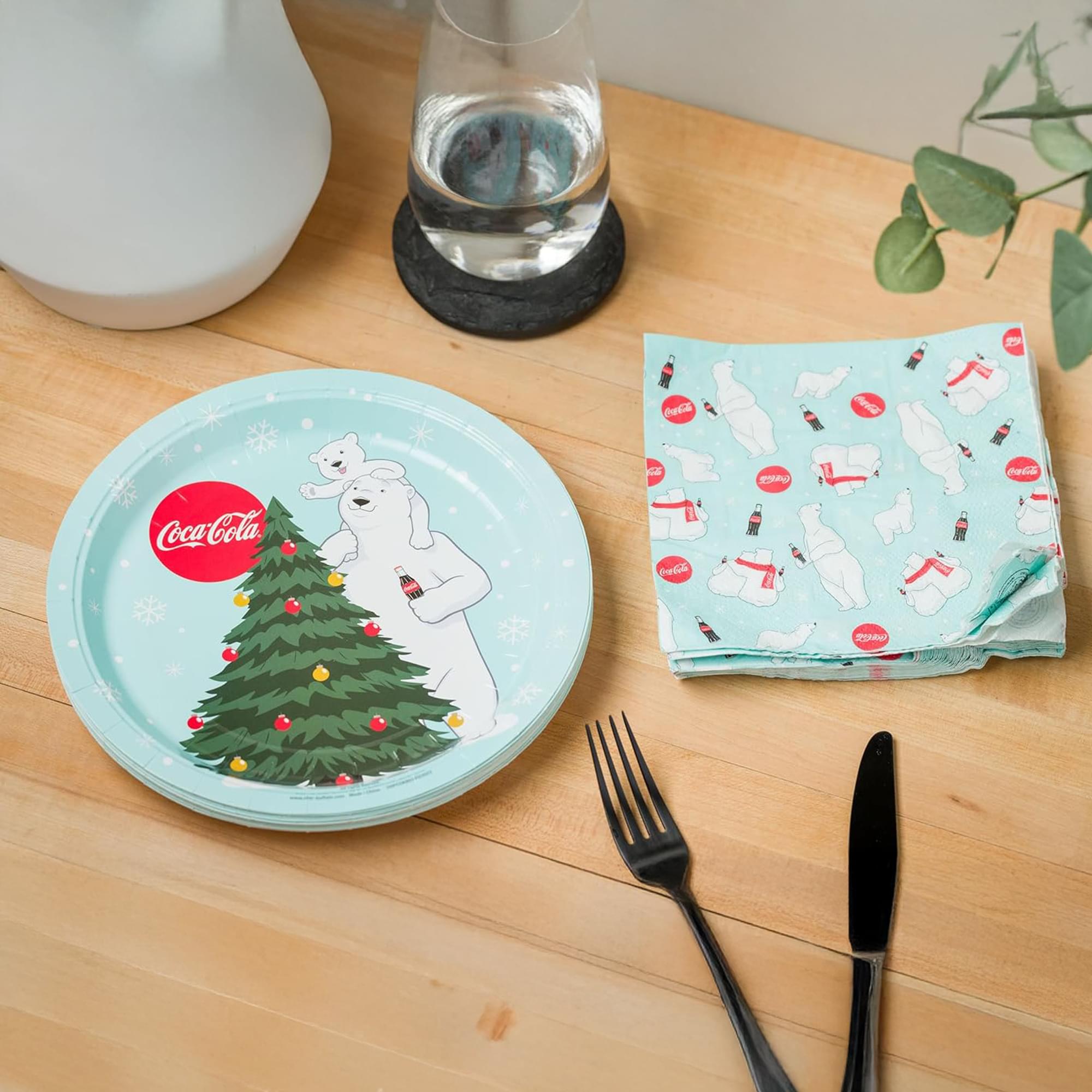 Coca Cola Polar Bear 32-Piece Paper Napkin And Plate Party Pack