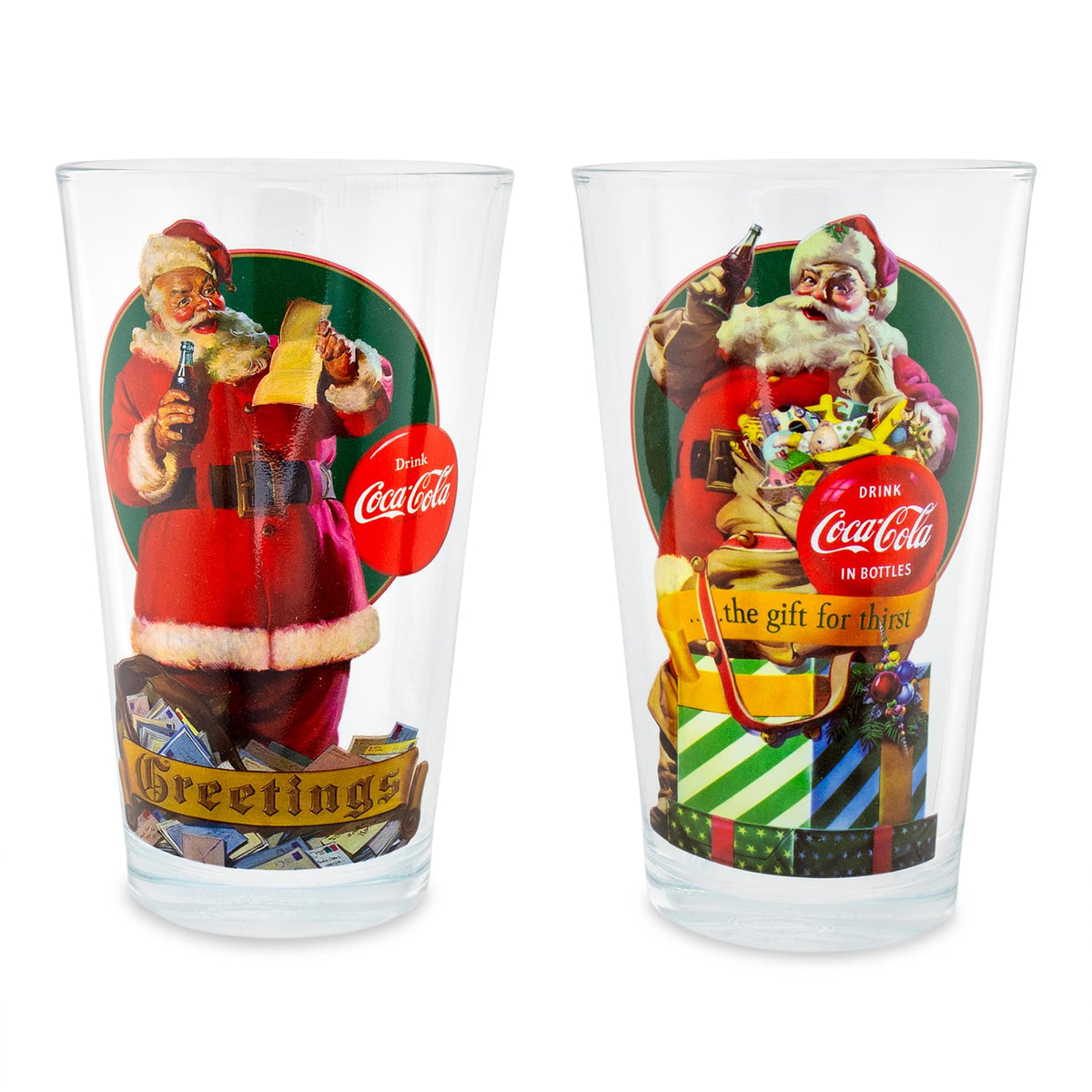 Coca-Cola Vintage Santa 2 Piece Pint Glass Set | Free Shipping