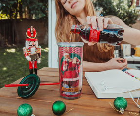 Coca-Cola Santa Claus Holidays Carnival Cup With Lid and Straw | Holds 20 Ounces