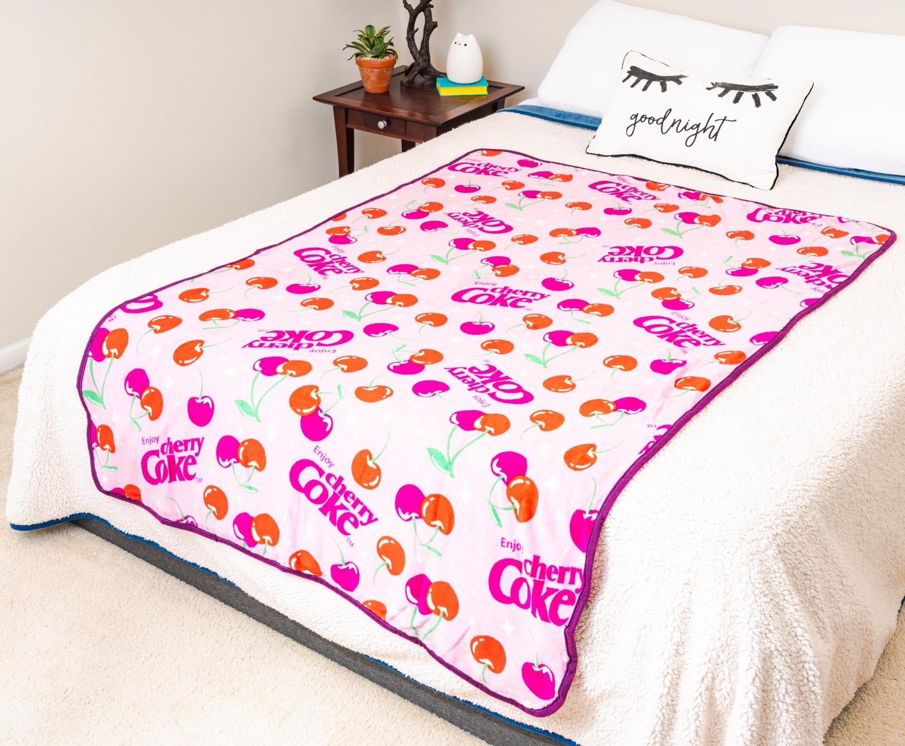 Coca-Cola Cherry Coke Logo Collage Fleece Throw Blanket | 45 x 60 Inches