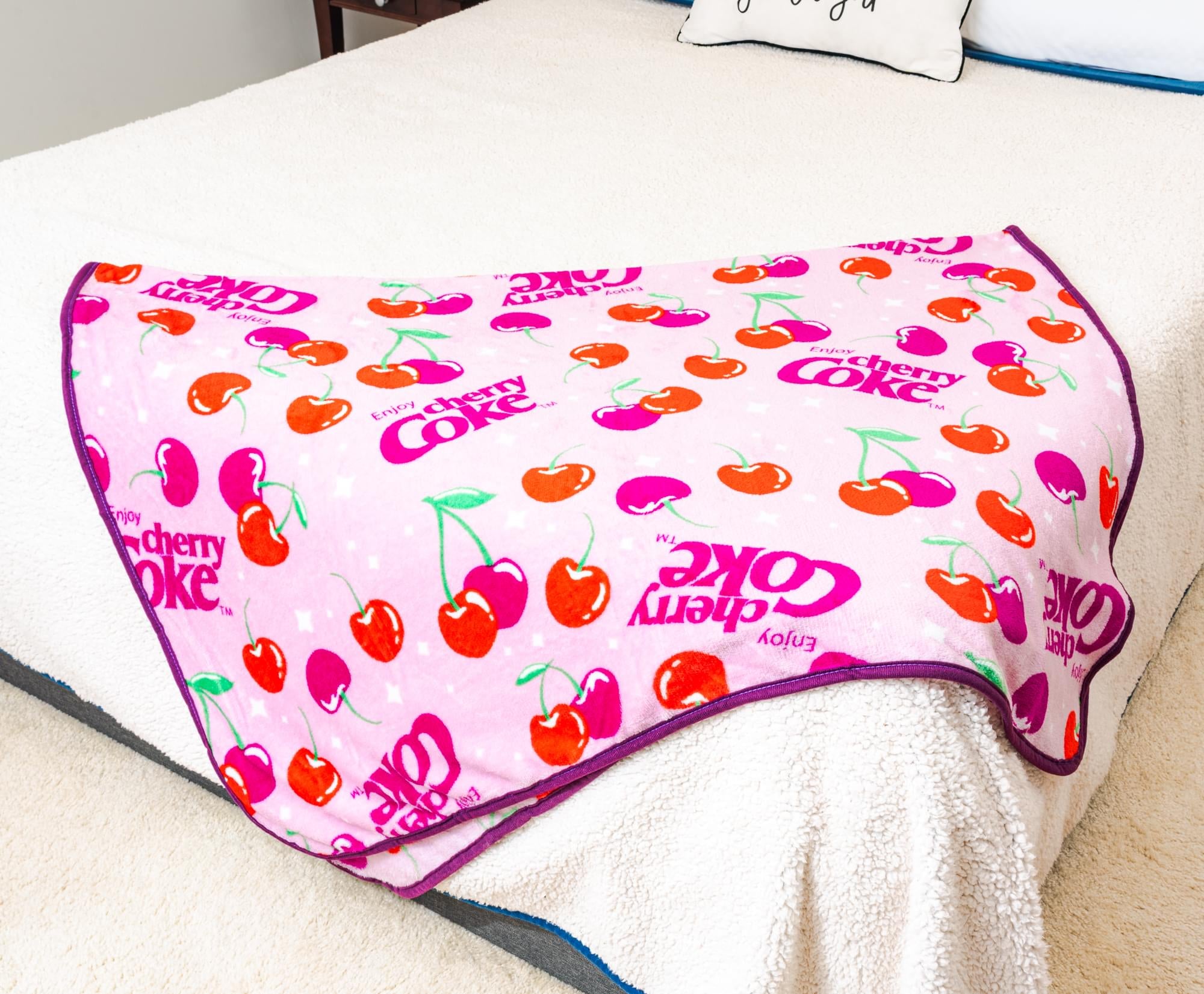 Coca-Cola Cherry Coke Logo Collage Fleece Throw Blanket | 45 x 60 Inches