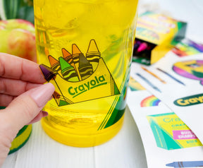 Crayola Crayon Box Retro Twist Spout Water Bottle and Sticker Set | 32 Ounces