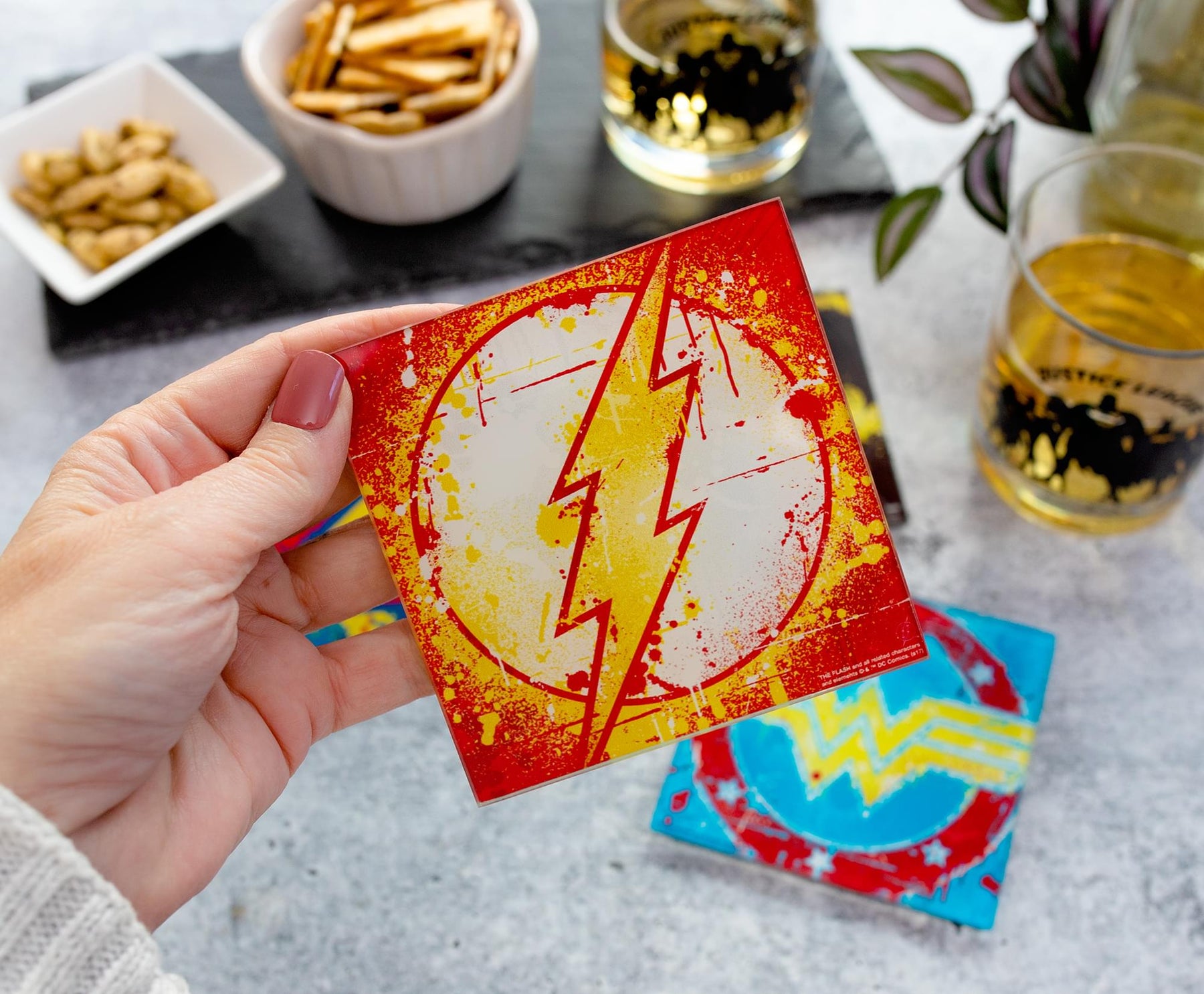 DC Comics Graffiti Superhero Logos Glass Coasters | Set of 4