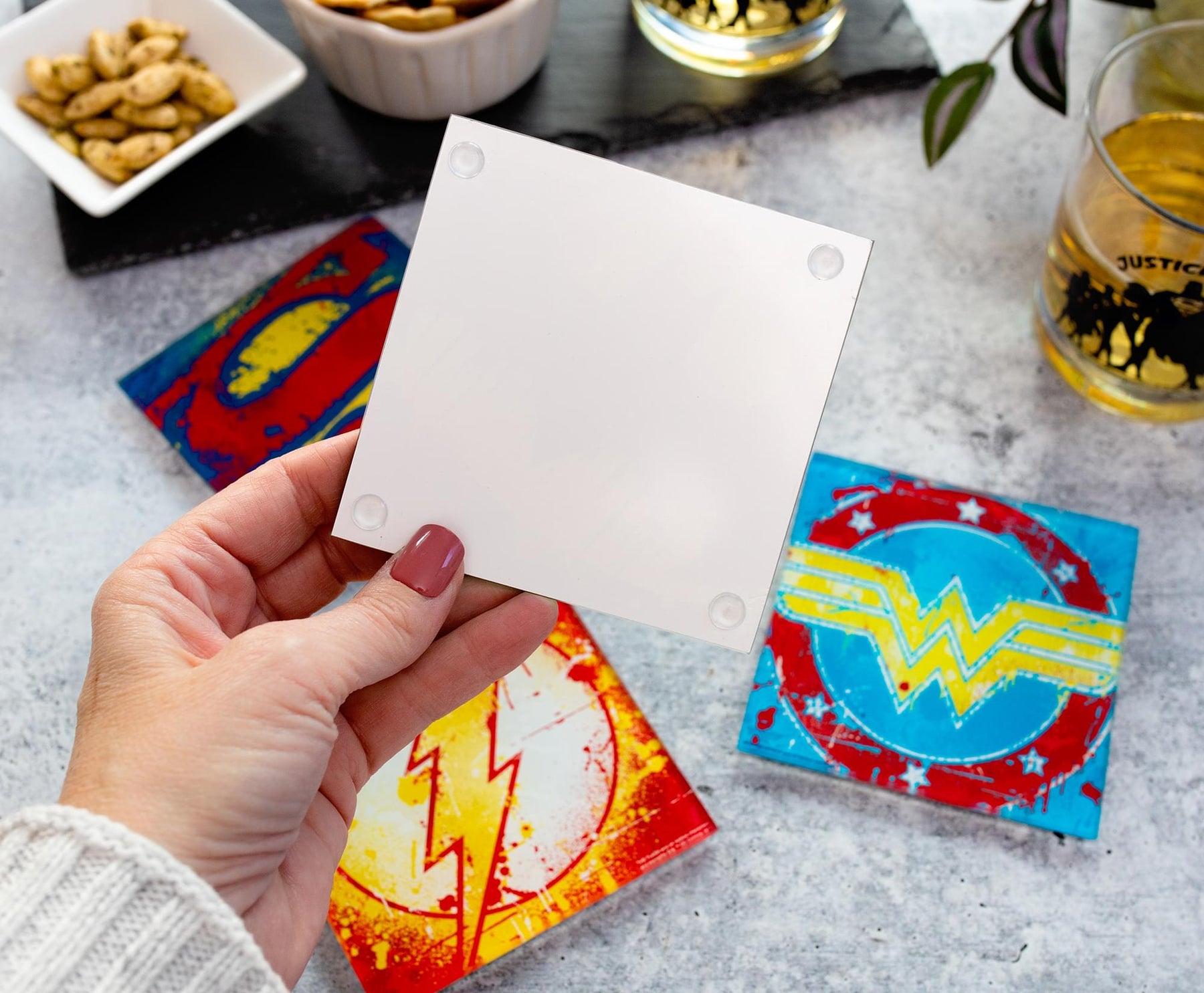 DC Comics Graffiti Superhero Logos Glass Coasters | Set of 4