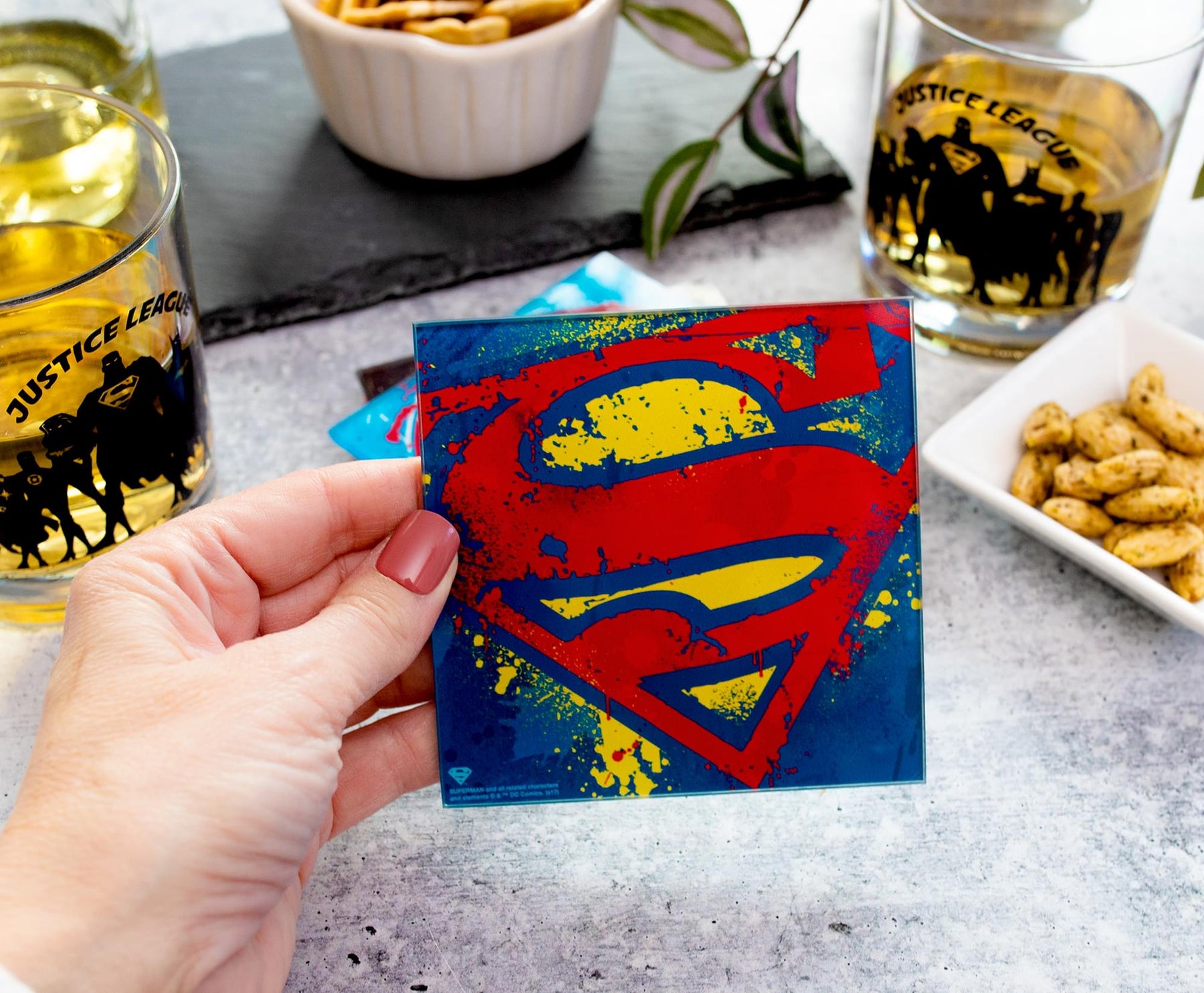 DC Comics Graffiti Superhero Logos Glass Coasters | Set of 4