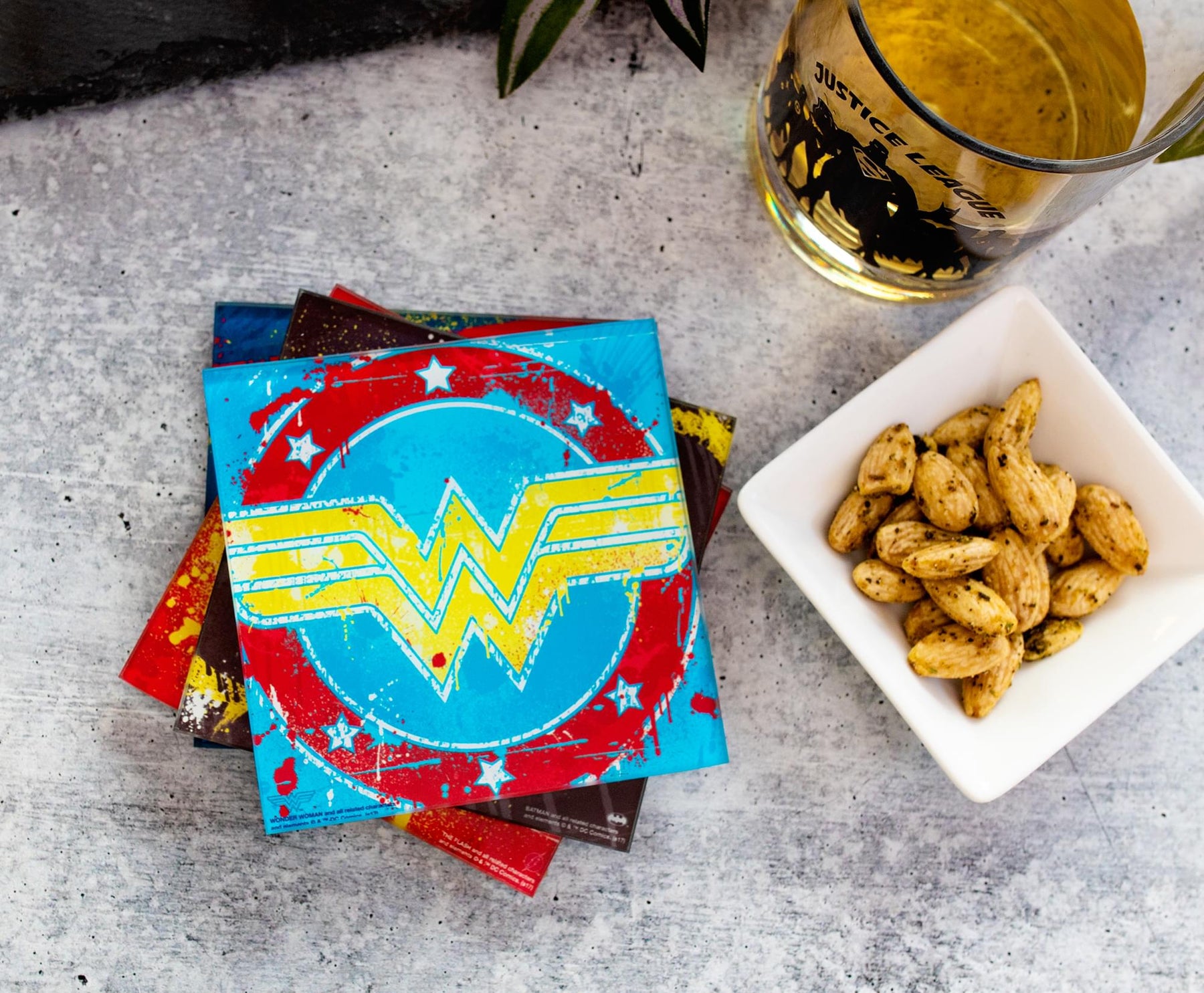 DC Comics Graffiti Superhero Logos Glass Coasters | Set of 4