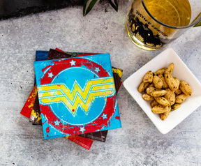 DC Comics Graffiti Superhero Logos Glass Coasters | Set of 4