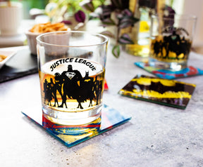 DC Comics Graffiti Superhero Logos Glass Coasters | Set of 4