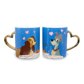Disney Lady and the Tramp 14-Ounce Heart-Shaped Handle Ceramic Mugs | Set of 2