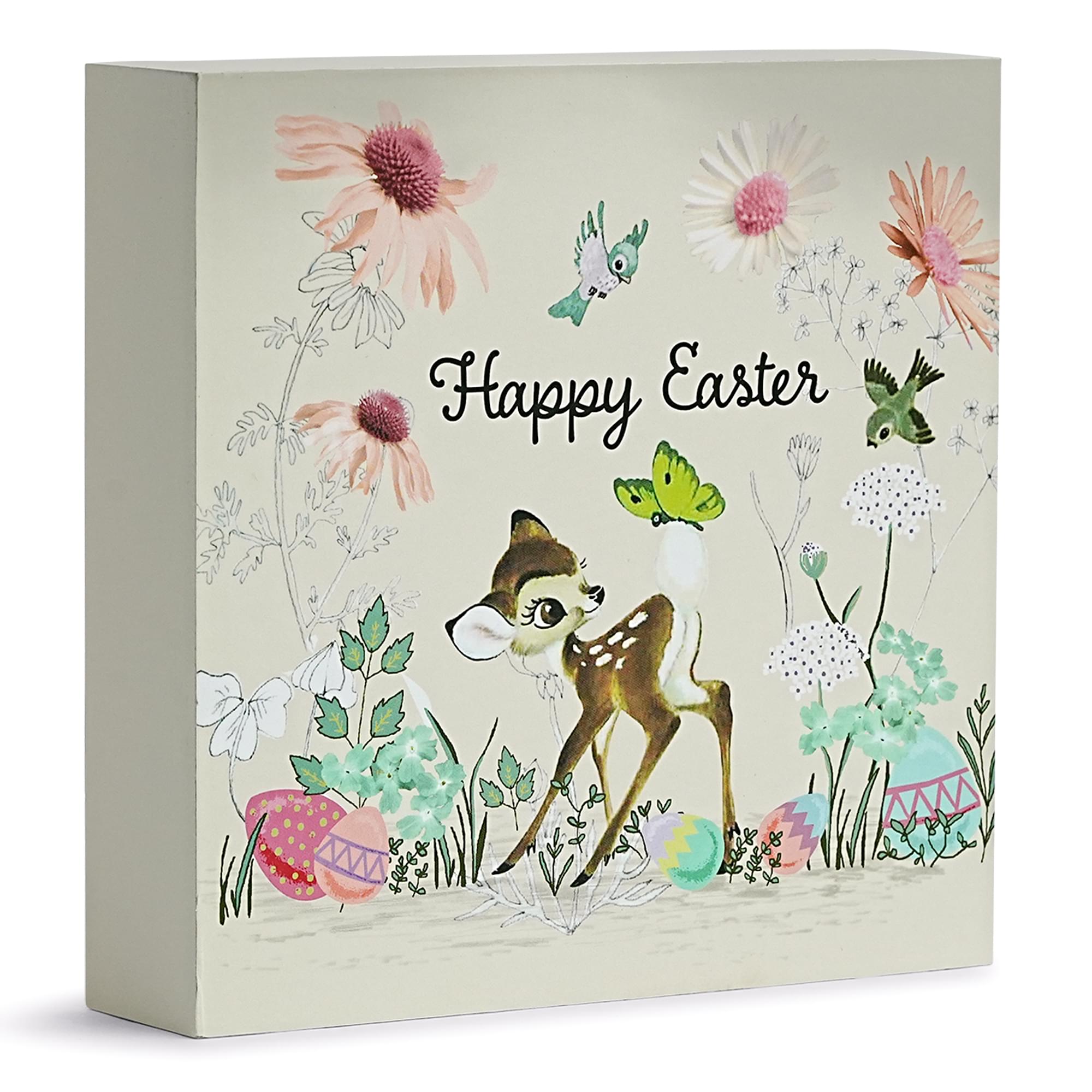 Disney Bambi "Happy Easter" 6 x 6 Inch Wood Box Sign
