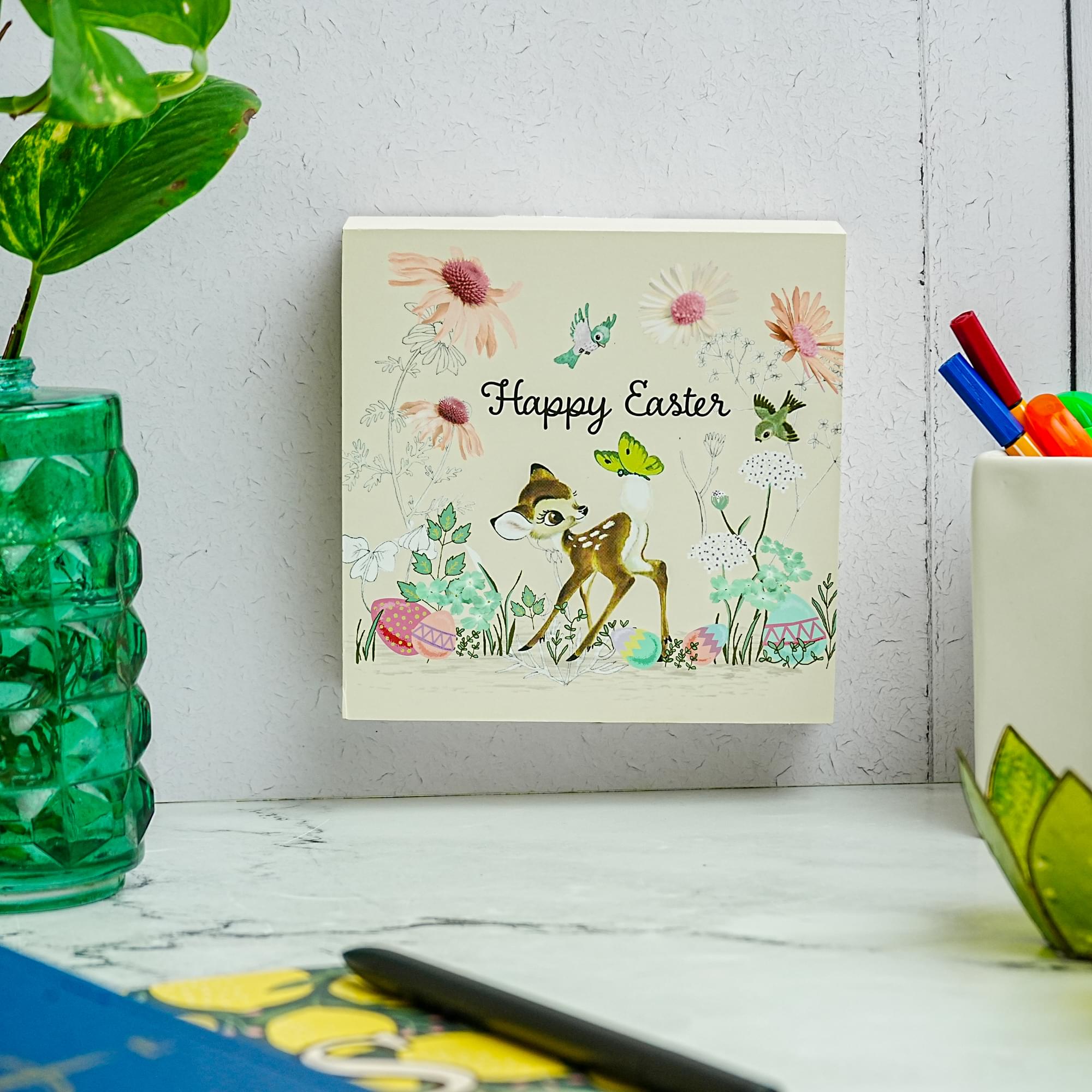 Disney Bambi "Happy Easter" 6 x 6 Inch Wood Box Sign