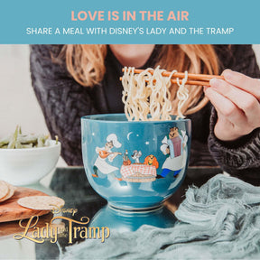 Disney Lady And The Tramp Serenade 20-Ounce Ceramic Ramen Bowl and Chopstick Set