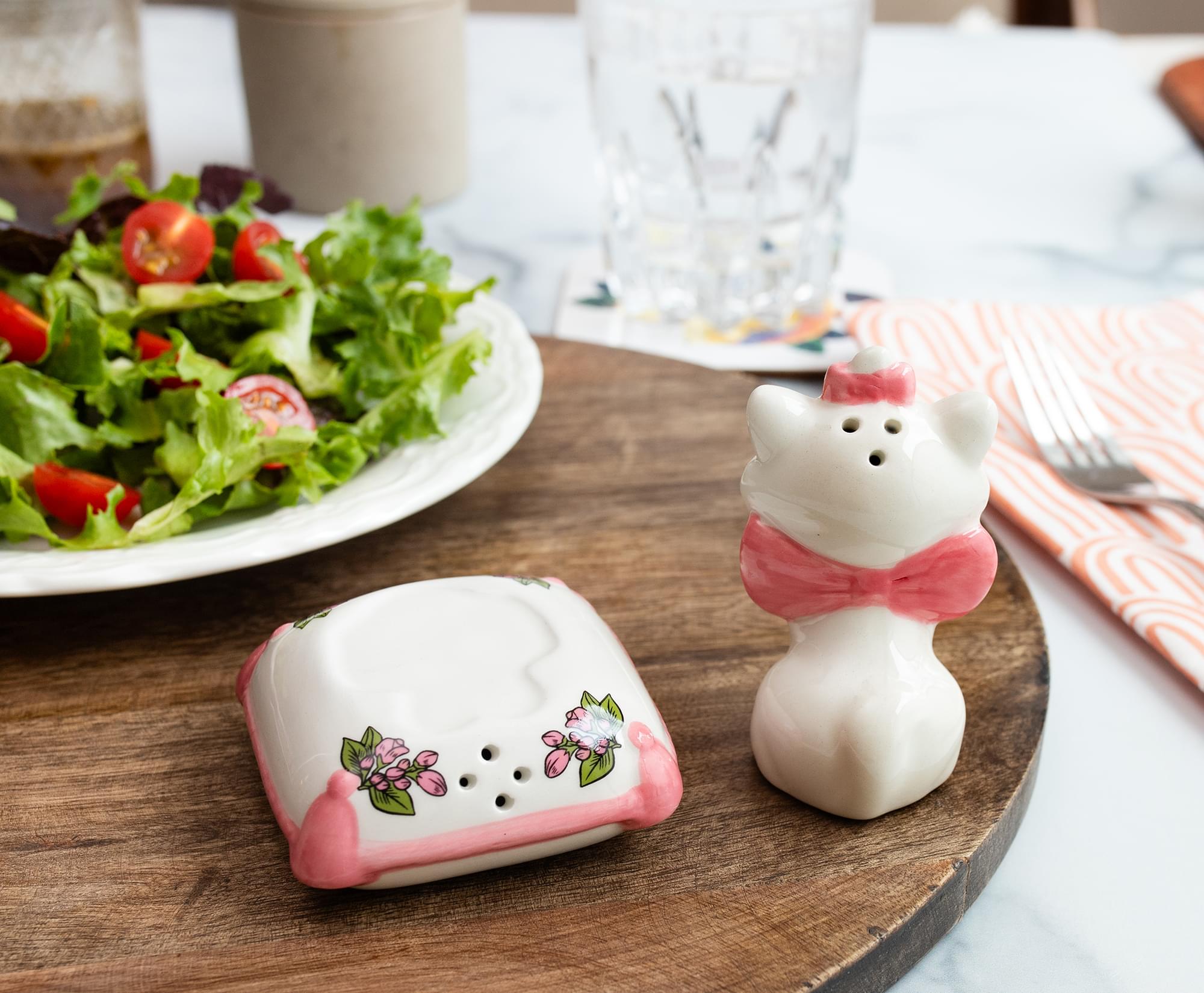 Disney The Aristocats Marie With Pillow Ceramic Salt and Pepper Shaker Set