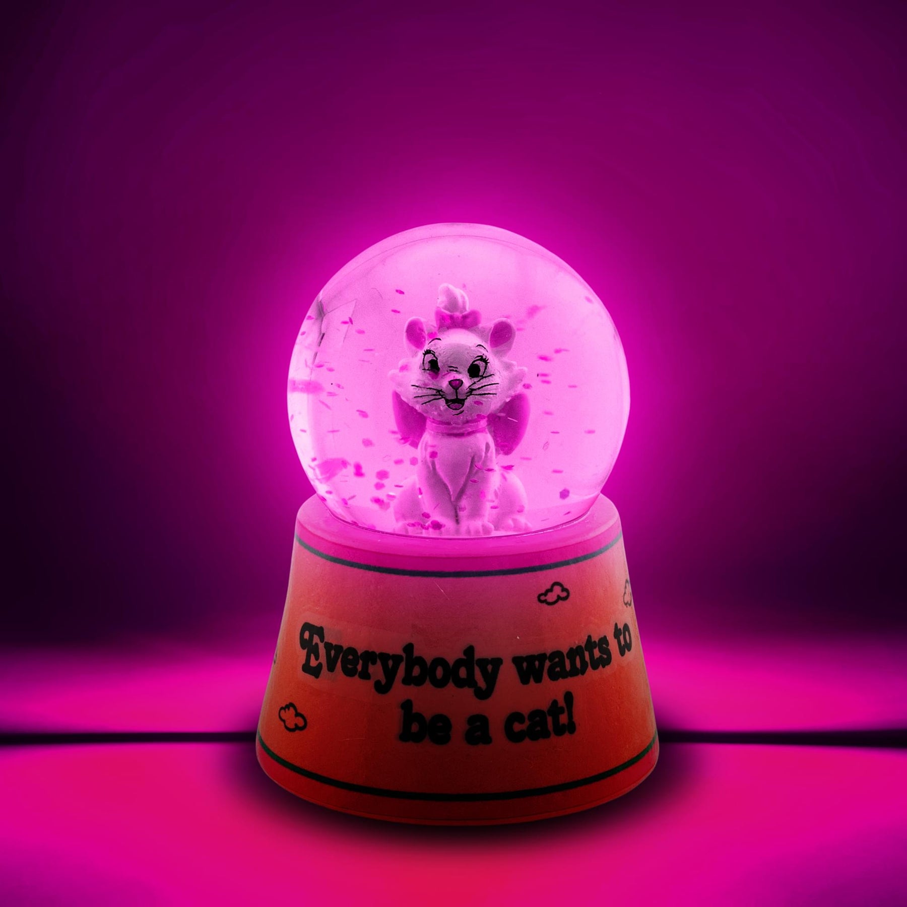 Disney Aristocats Marie "Everybody Wants To Be A Cat" Mini Light-Up Snow Globe