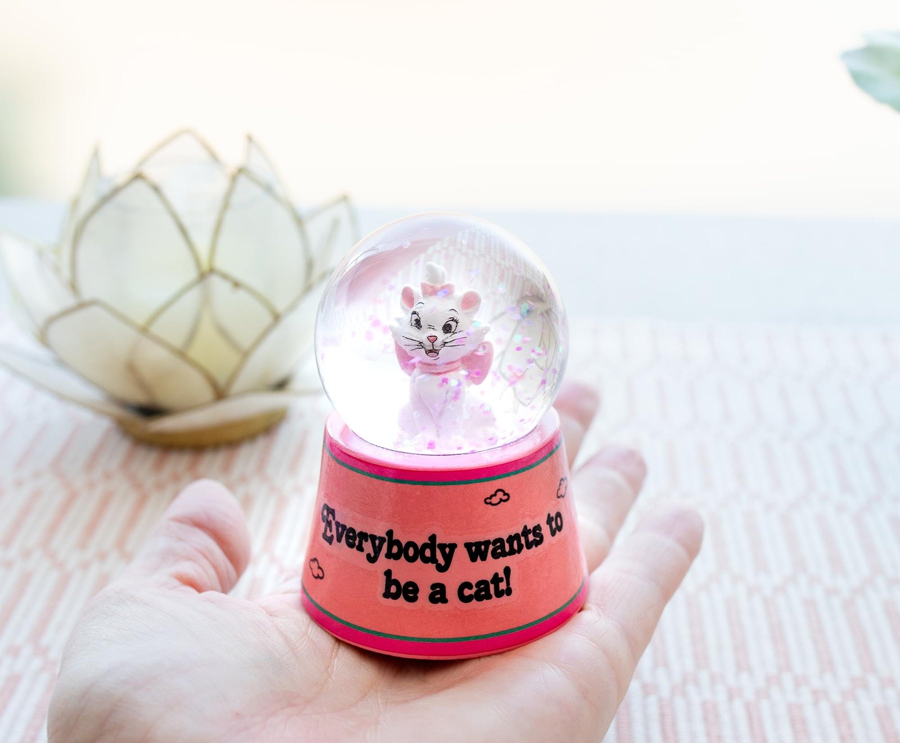Disney Aristocats Marie "Everybody Wants To Be A Cat" Mini Light-Up Snow Globe
