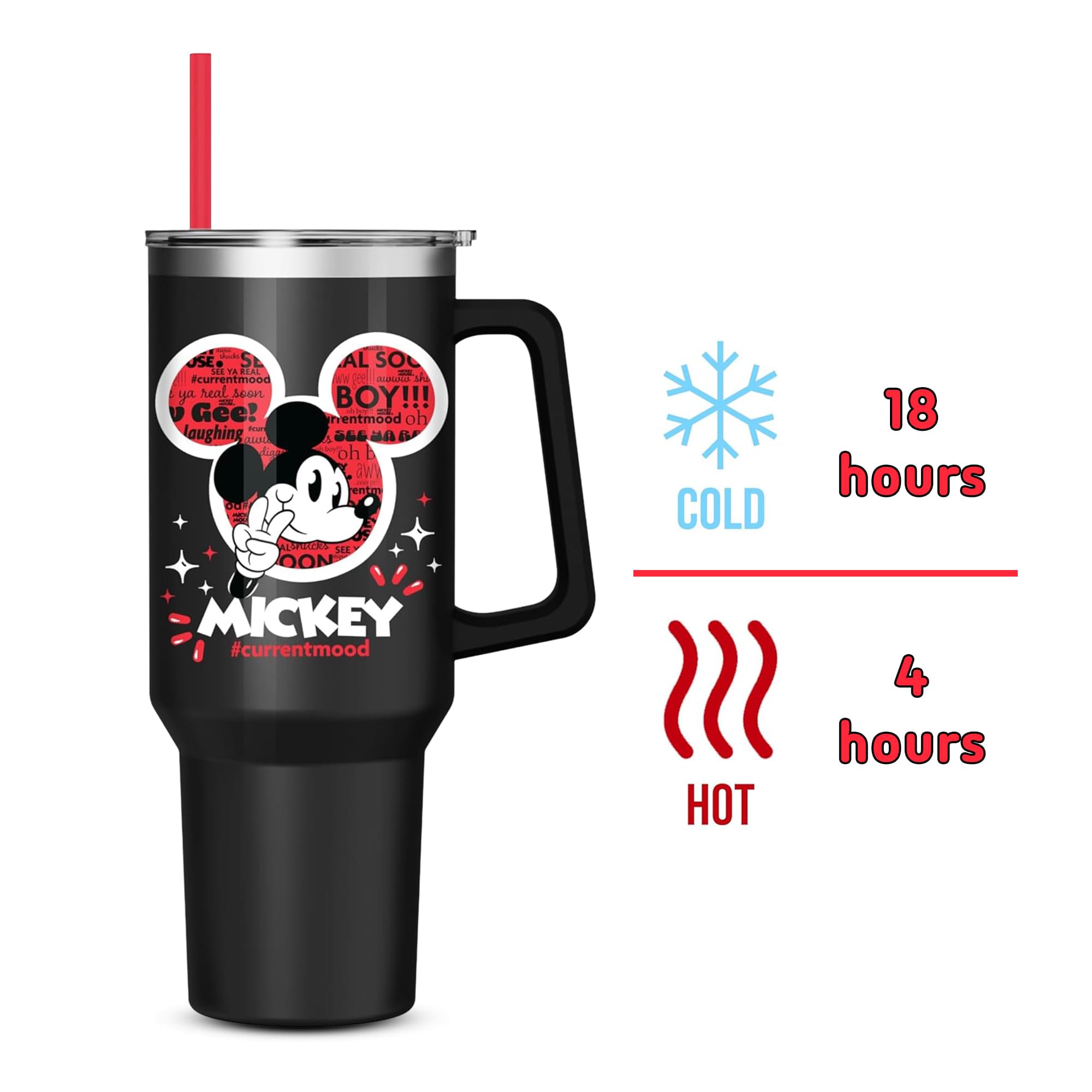 Disney Mickey Mouse "Current Mood" Stainless Steel Tumbler | Holds 40 Ounces