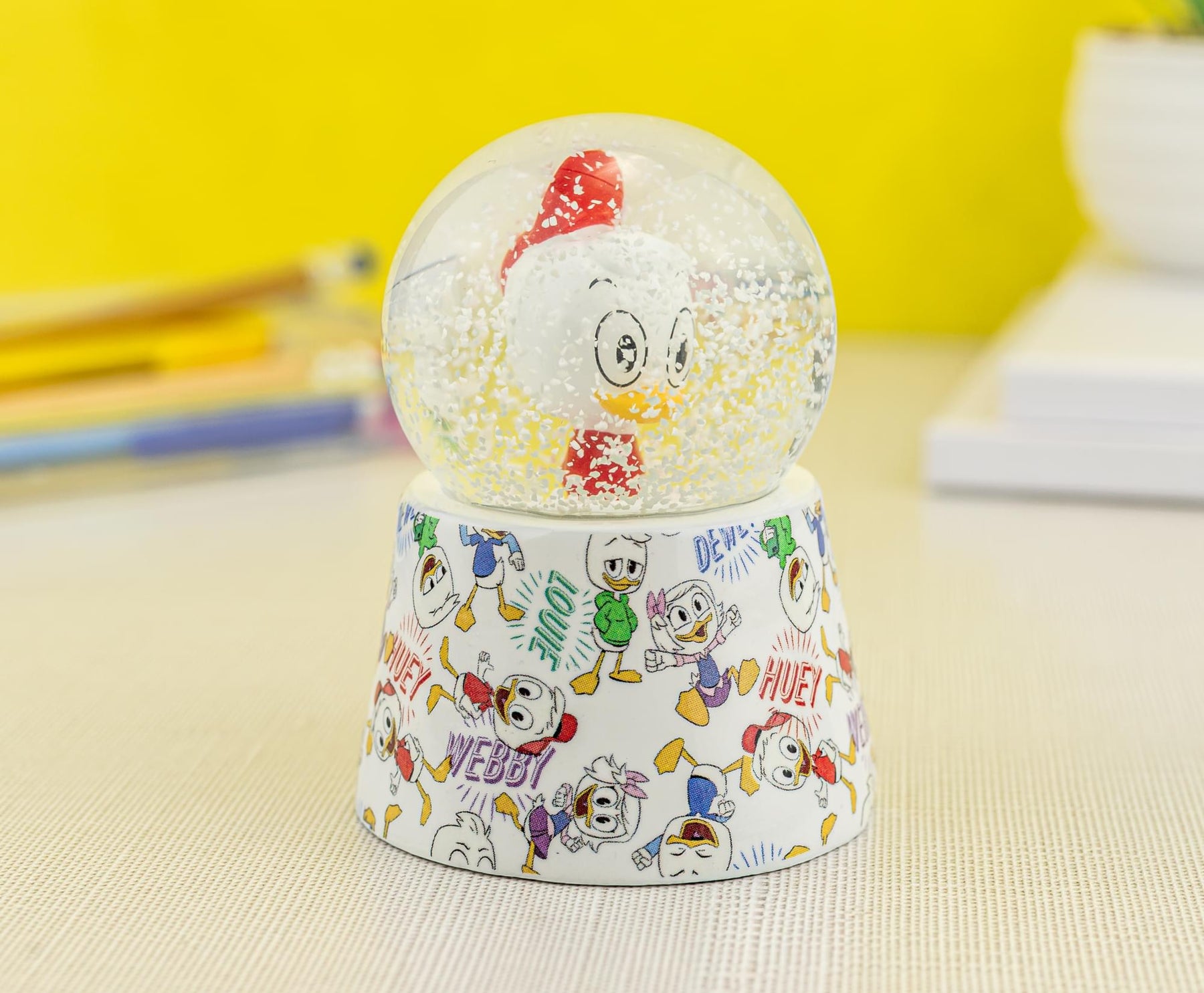 Disney Ducktales Huey Duck 3-Inch Mini Light-Up Snow Globe