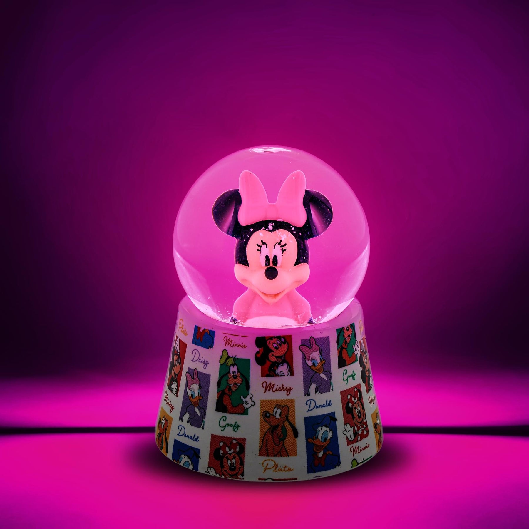 Disney Minnie Mouse Pink 3-Inch Mini Light-Up Snow Globe