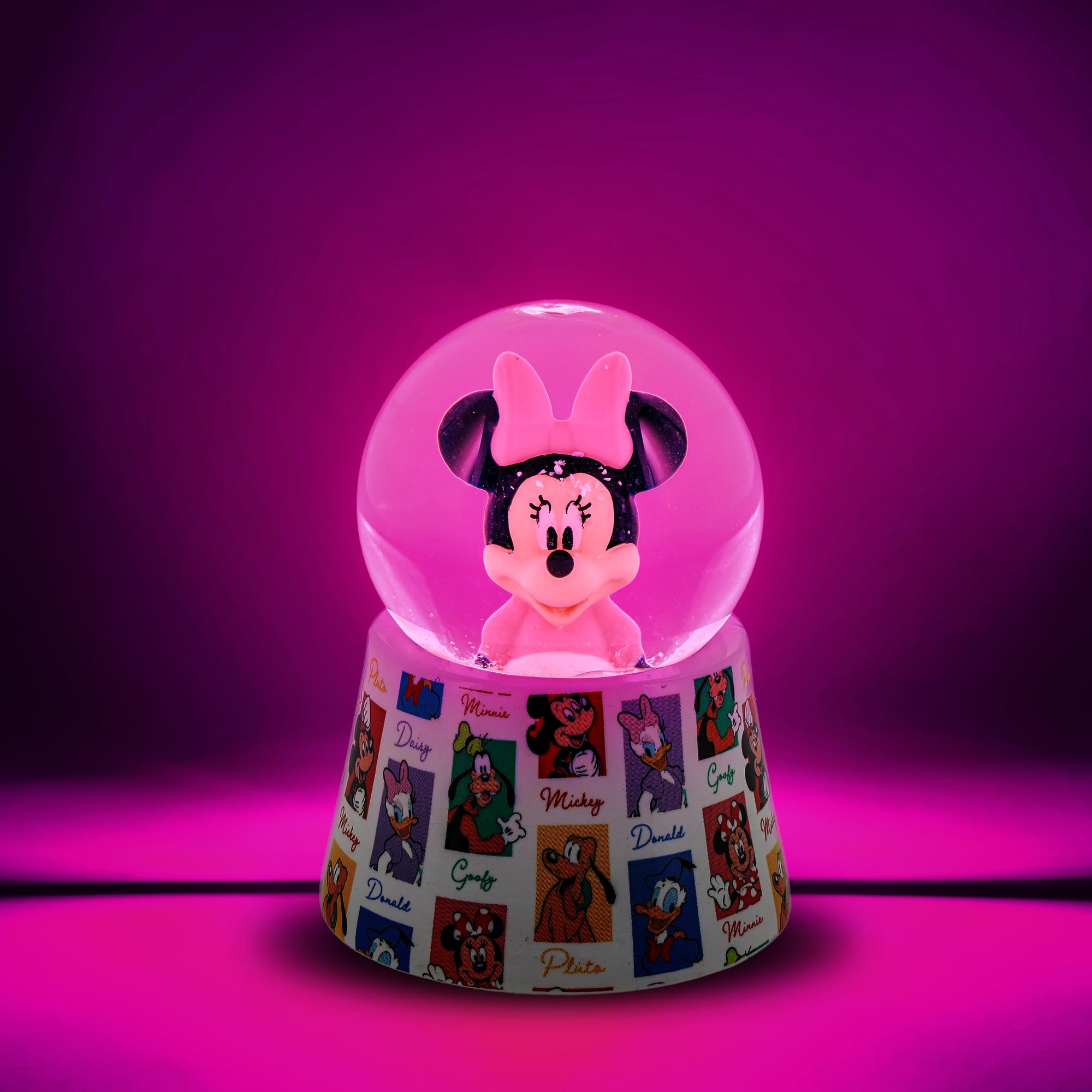 Disney Minnie Mouse Pink 3-Inch Mini Light-Up Snow Globe