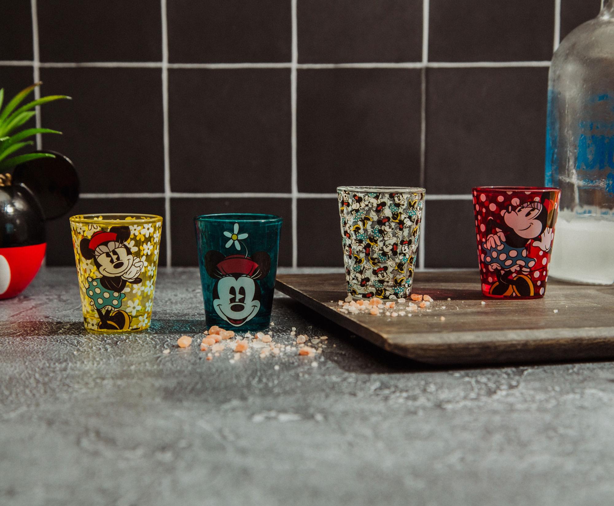Disney Vintage Minnie Mouse 2-Ounce Mini Shot Glasses | Set of 4