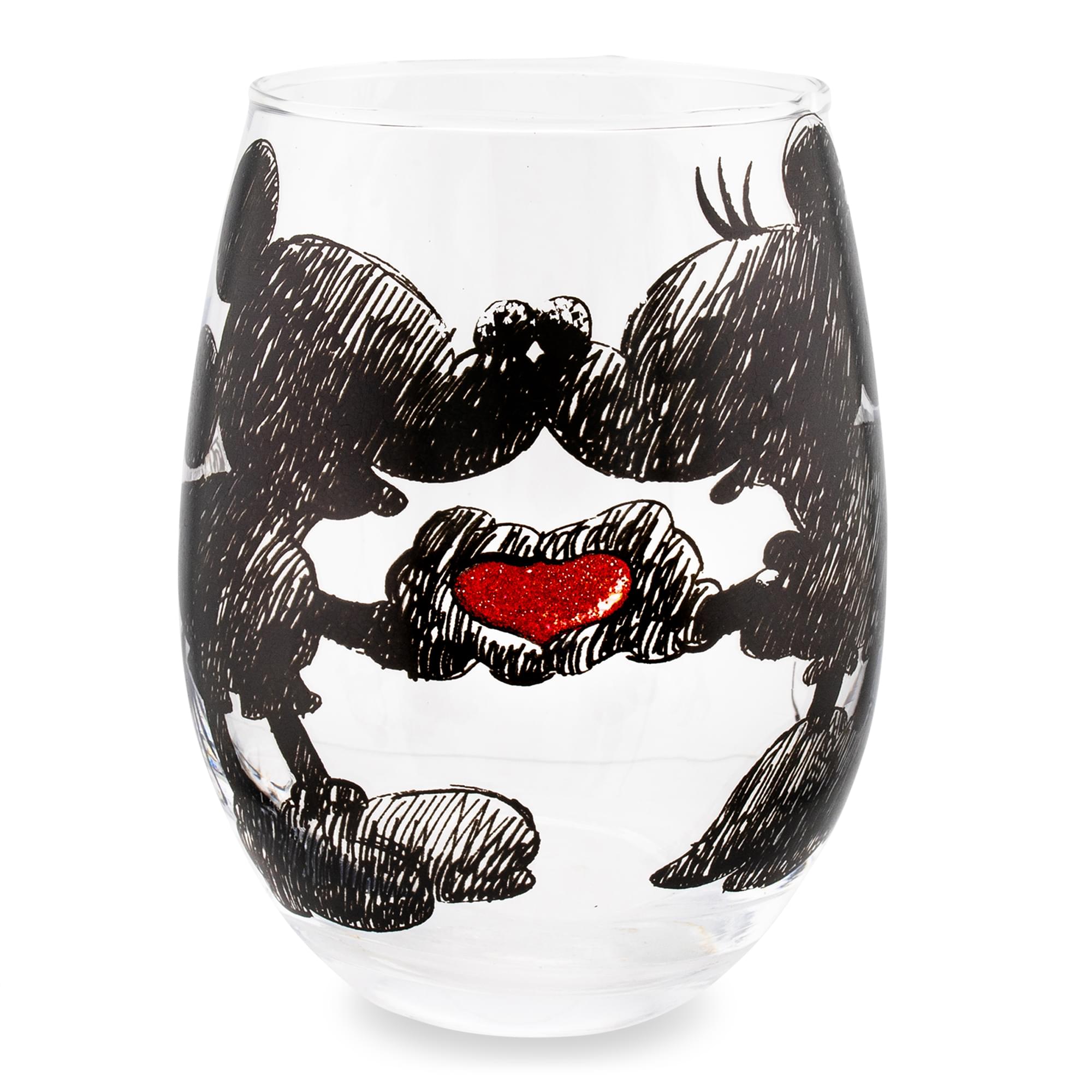 Disney Mickey and Minnie Sketchbook Stemless Wine Glass | Holds 20 Ounces